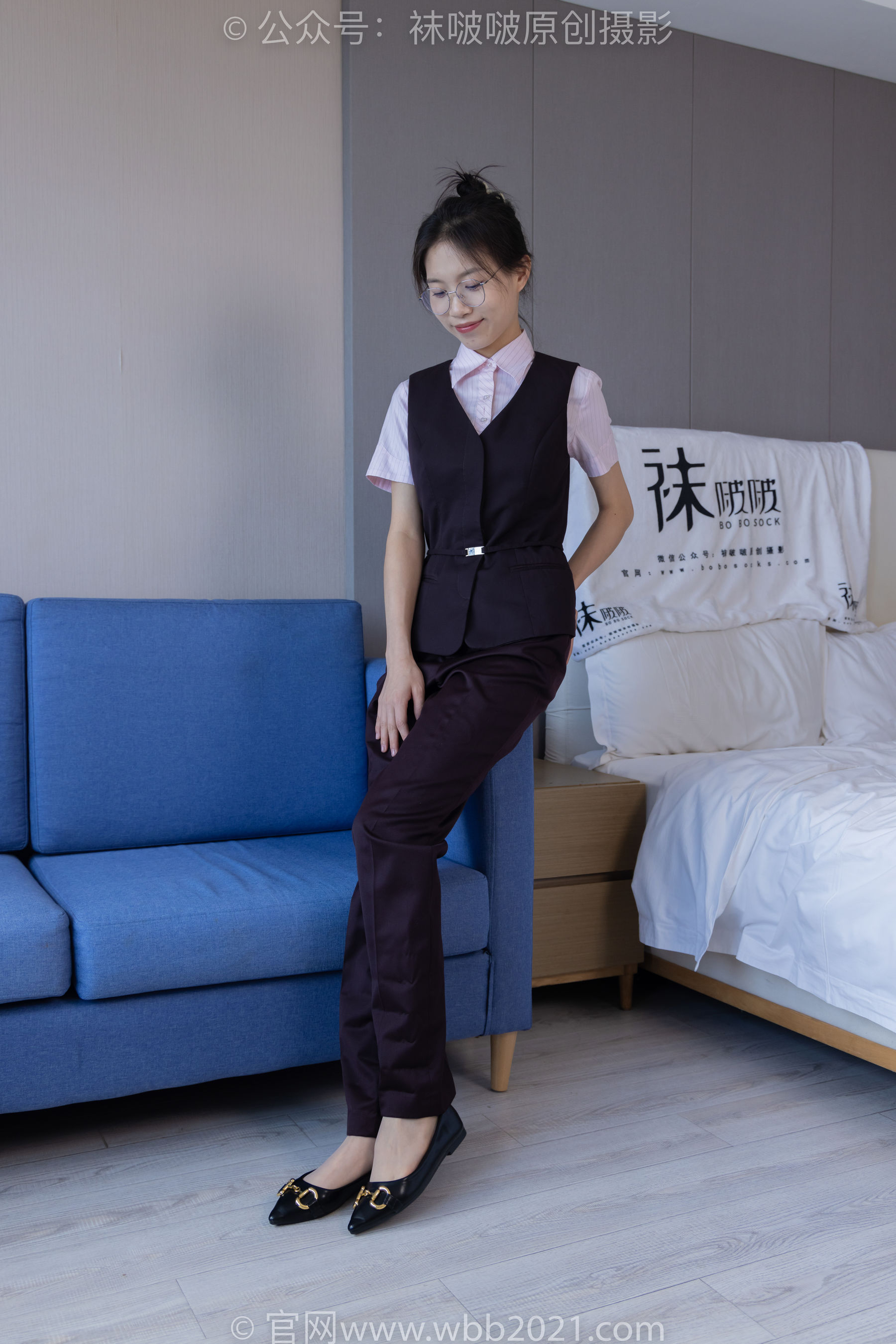 BoBoSocks袜啵啵 No.271 芝士 -平底鞋、短肉丝、银行制服