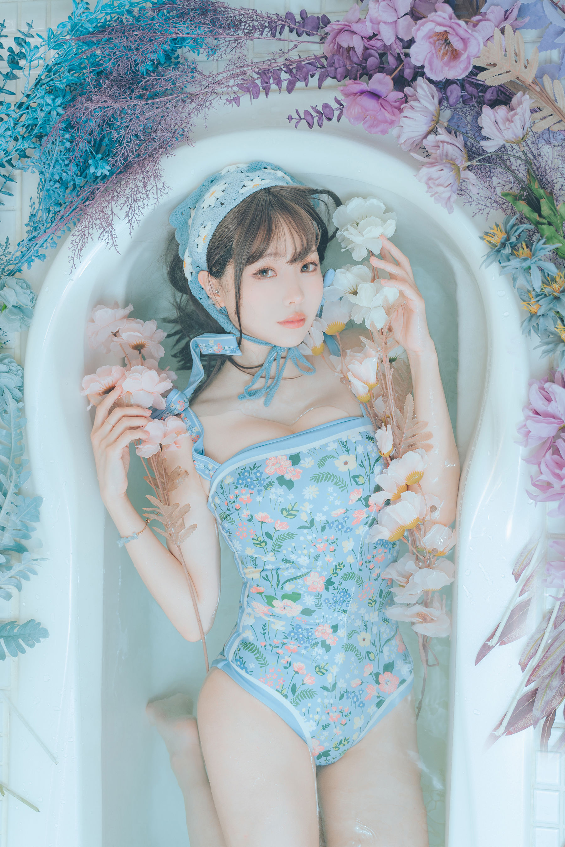 Ely_eee(ElyEE子) - 復古水藍花