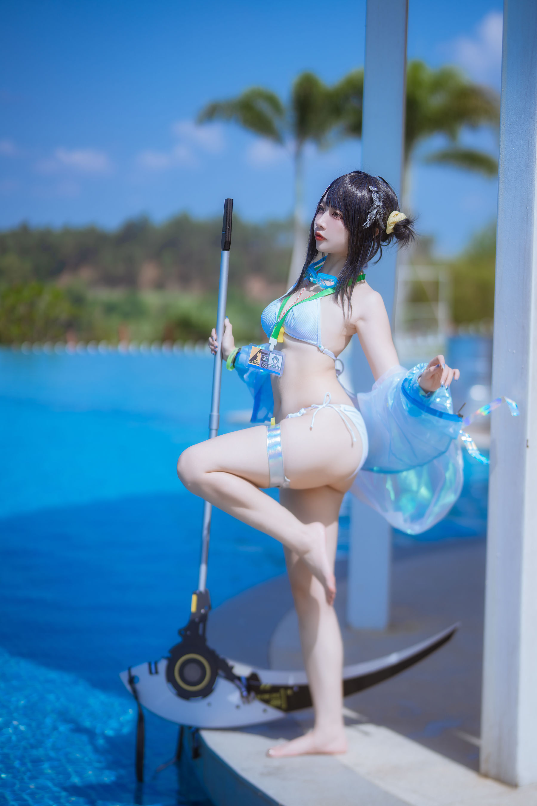 人气Coser 二佐Nisa - 泰拉夏日纪事 方舟羽毛笔泳装