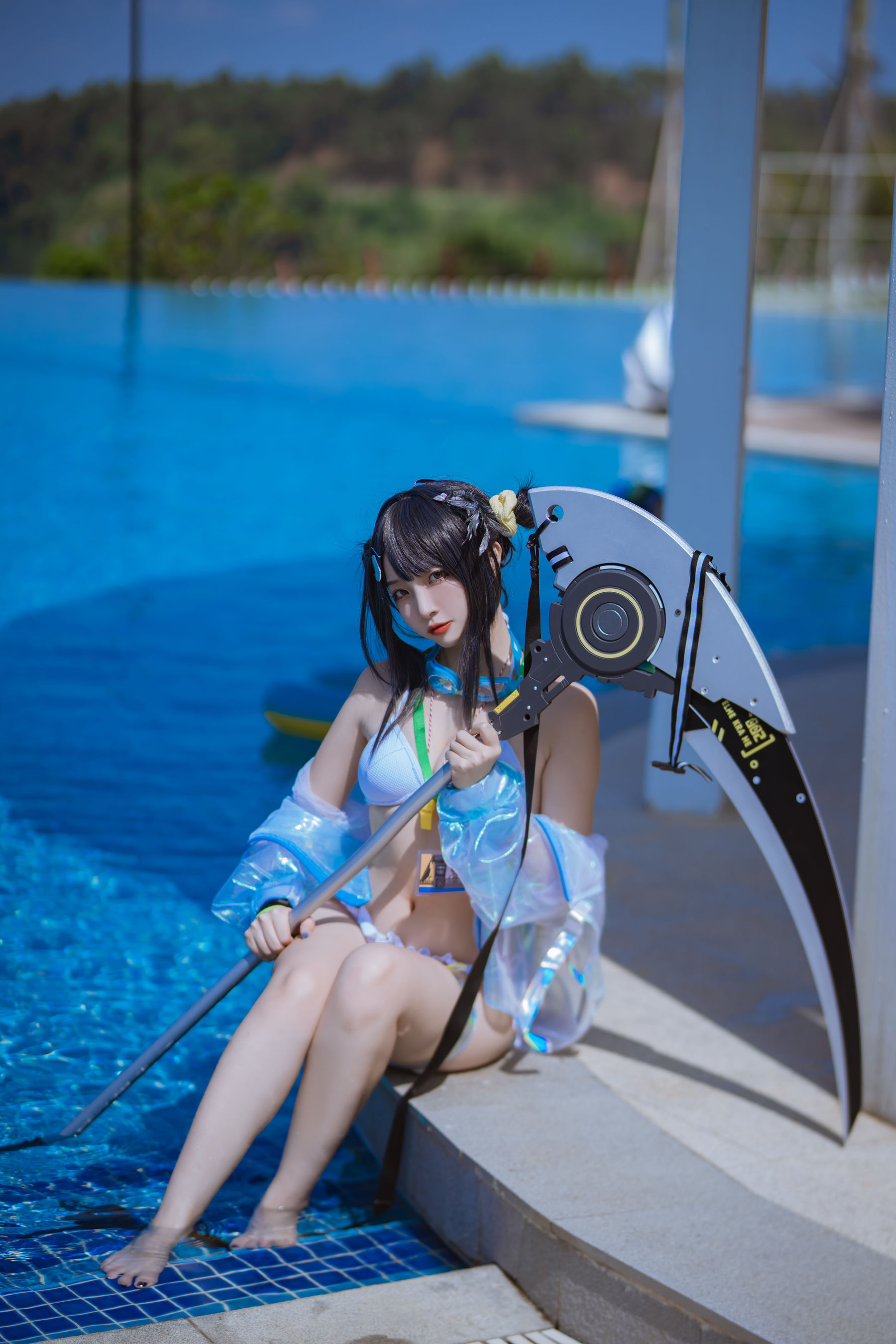 人气Coser 二佐Nisa - 泰拉夏日纪事 方舟羽毛笔泳装