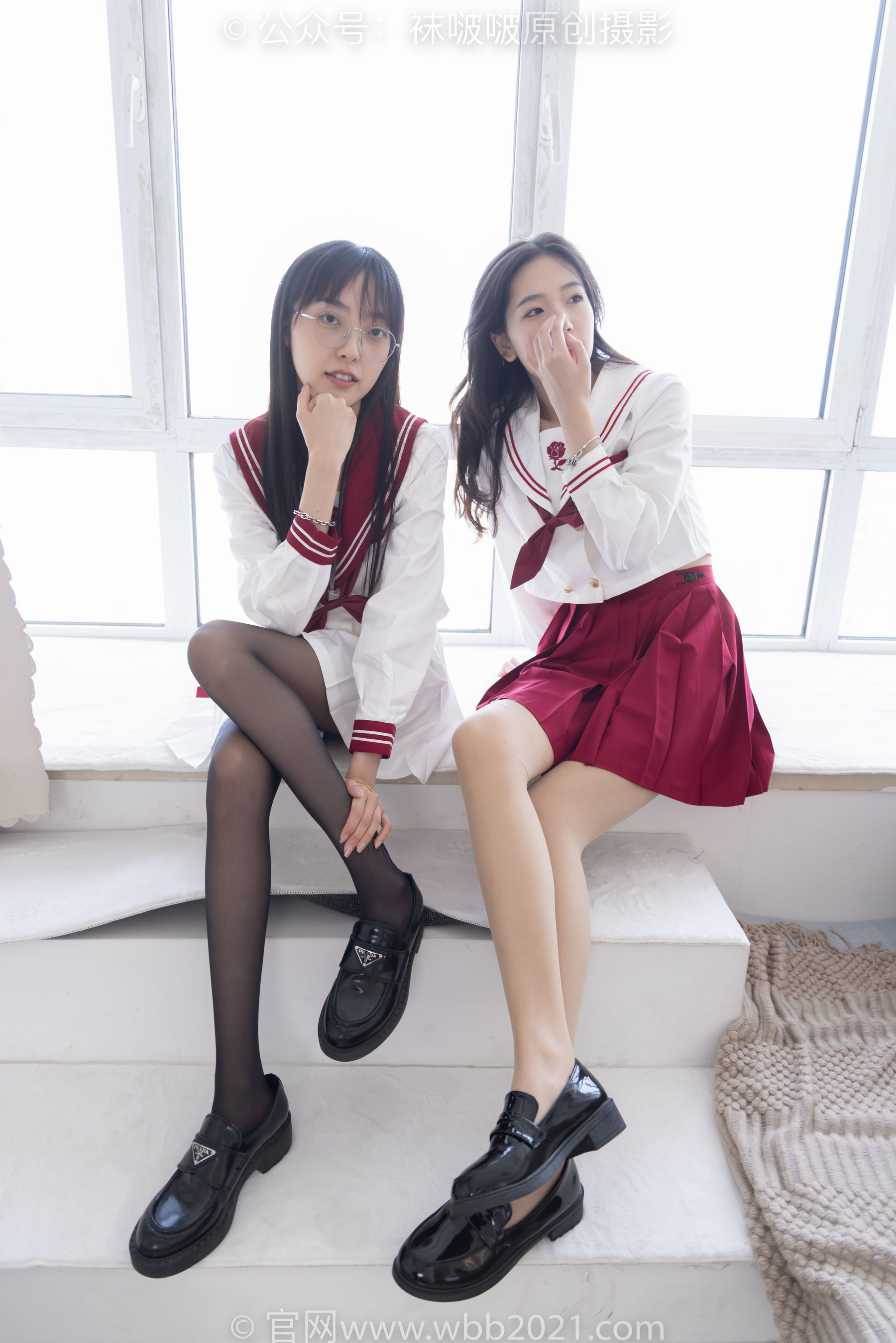 BoBoSocks袜啵啵 No.302 小甜豆&稚予 -三双皮鞋、板鞋、黑丝、两双肉丝、裤里丝