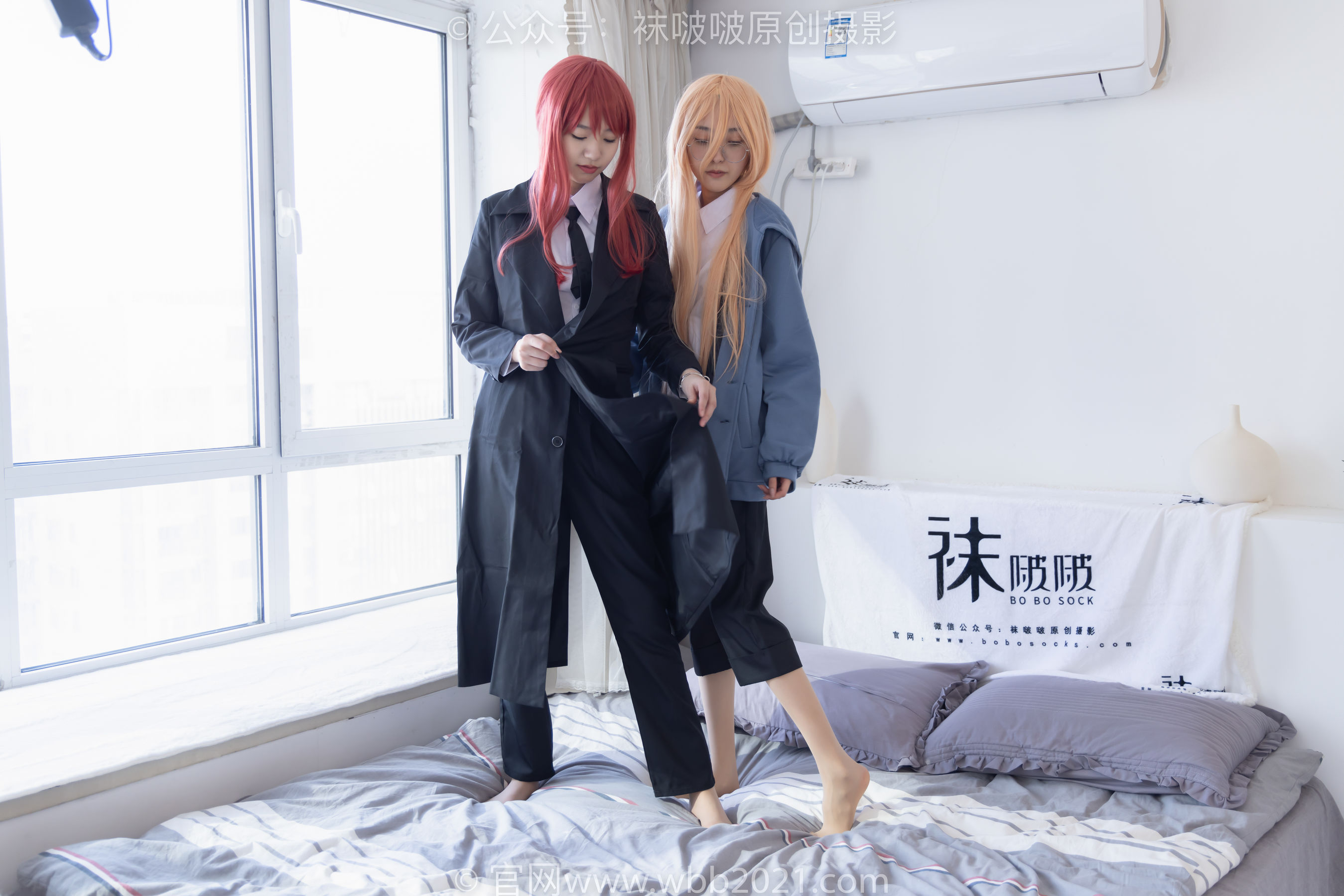 BoBoSocks袜啵啵 No.302 小甜豆&稚予 -三双皮鞋、板鞋、黑丝、两双肉丝、裤里丝