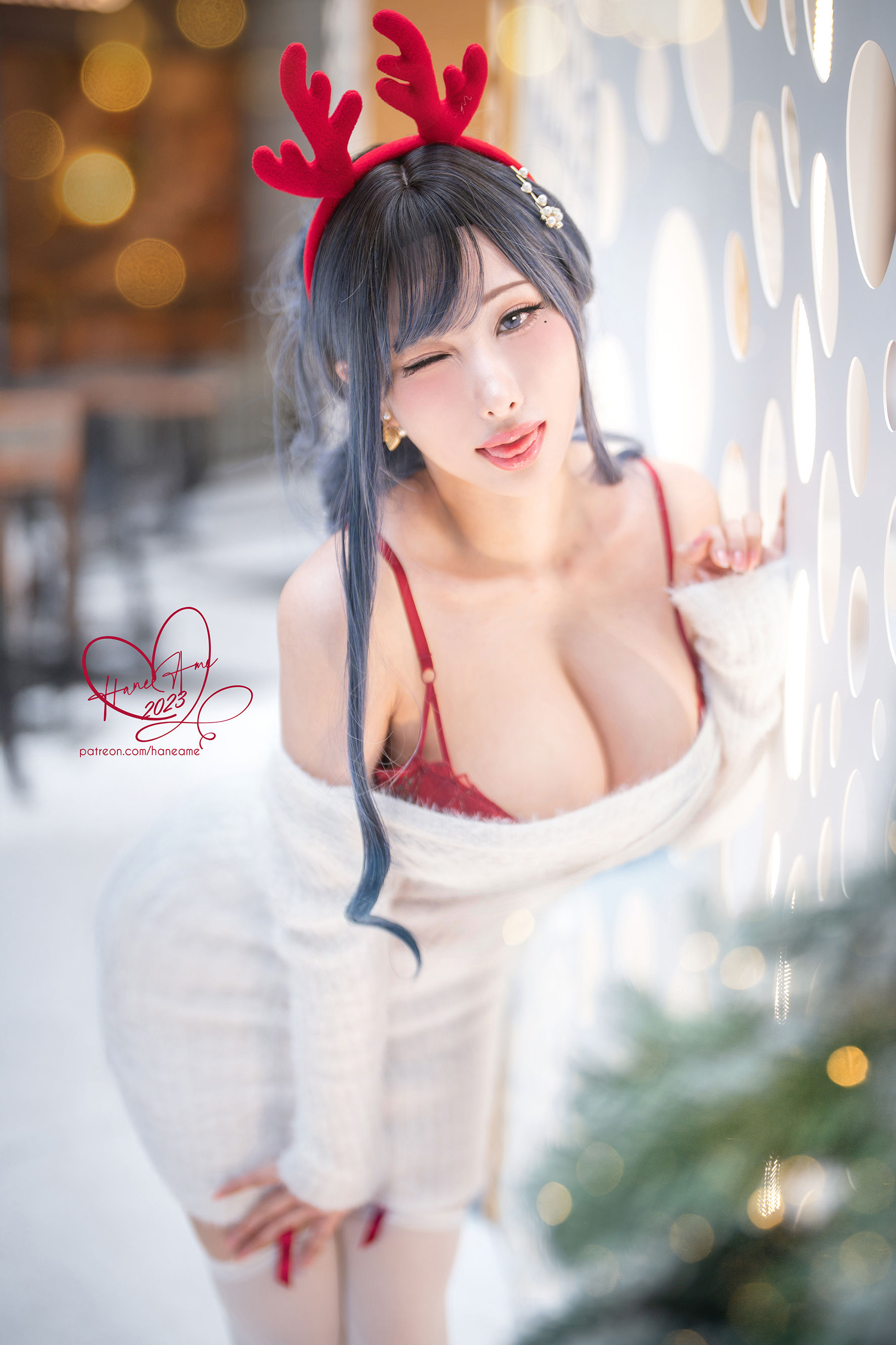 Hane Ame 雨波写真 - Original 2023 White Christmas Moose Onesan