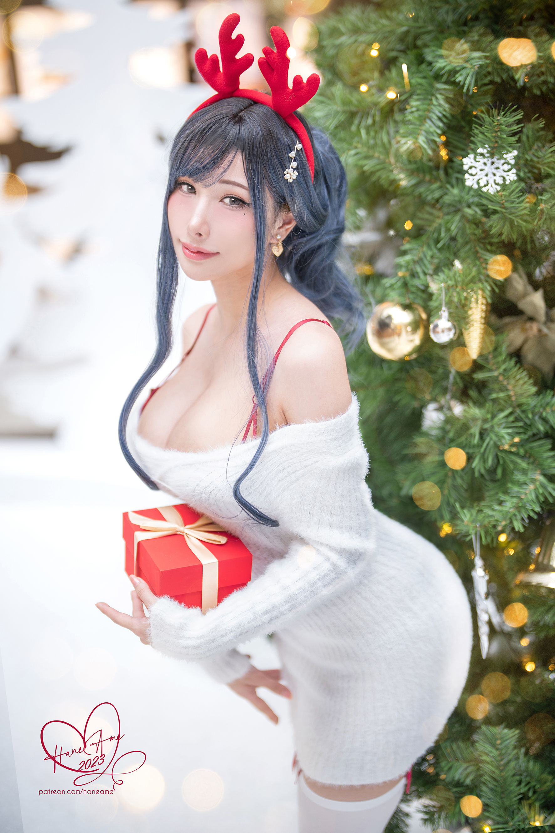 Hane Ame 雨波写真 - Original 2023 White Christmas Moose Onesan