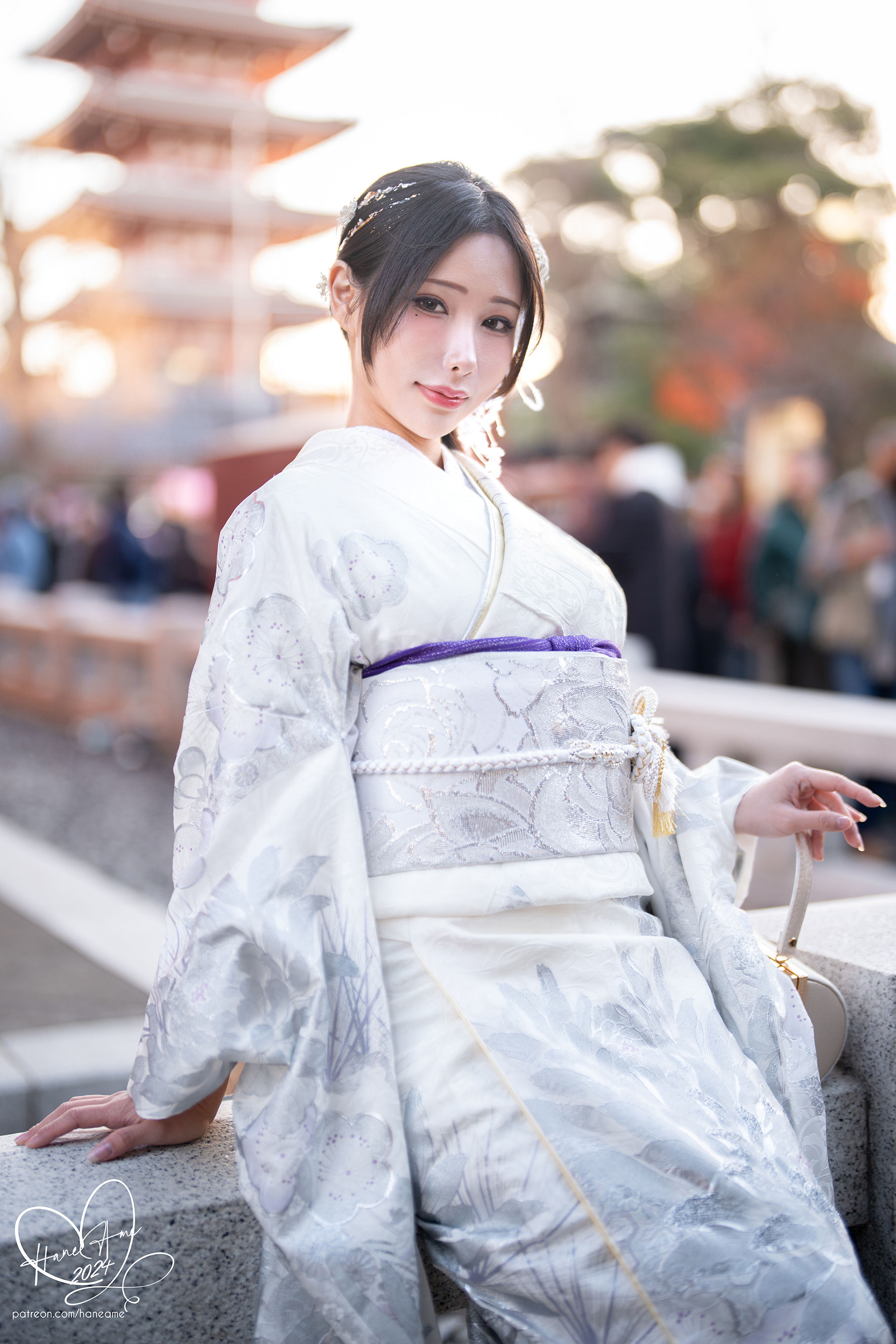 Hane Ame 雨波写真 - Original 2024 New year Silver Kimono