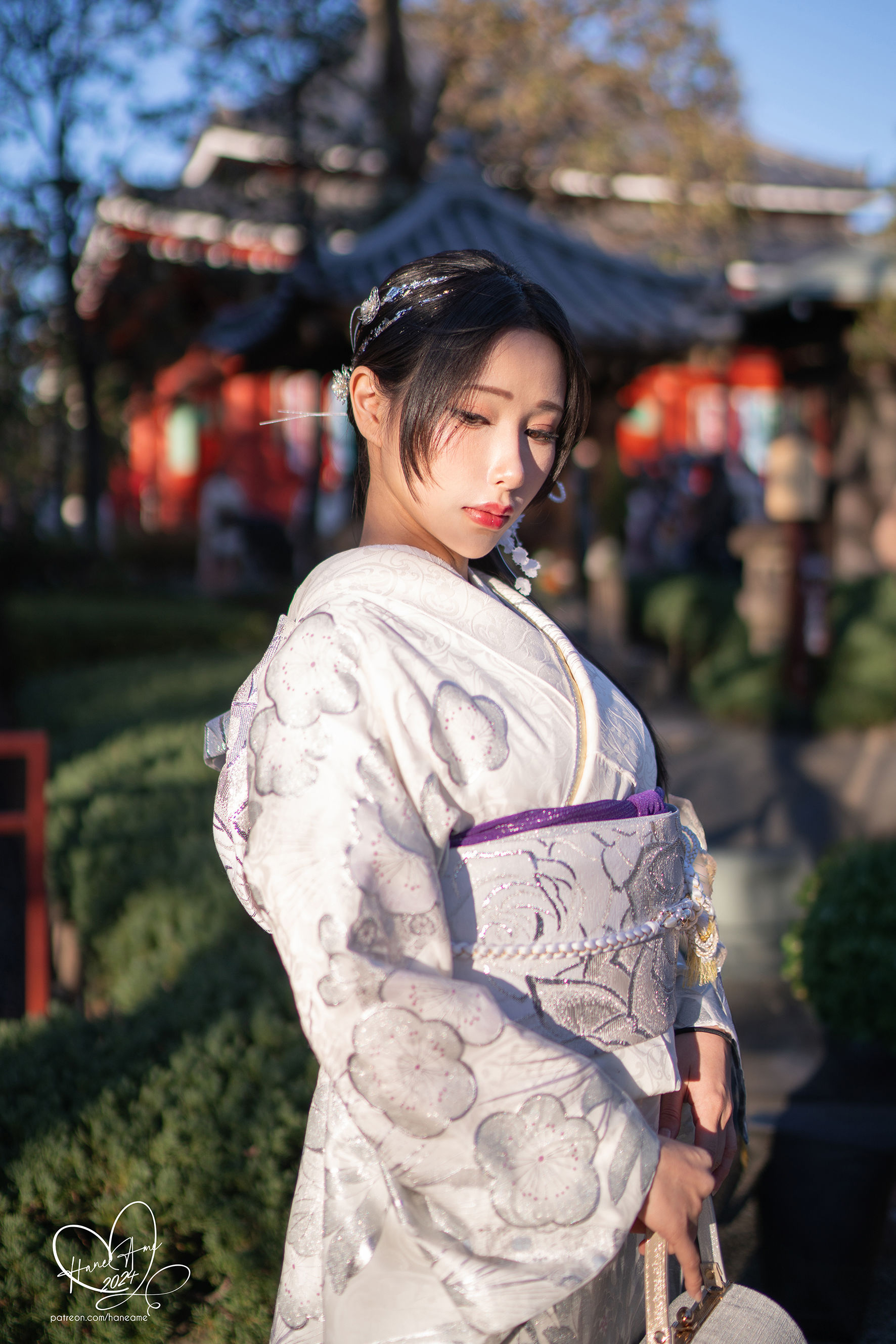 Hane Ame 雨波写真 - Original 2024 New year Silver Kimono