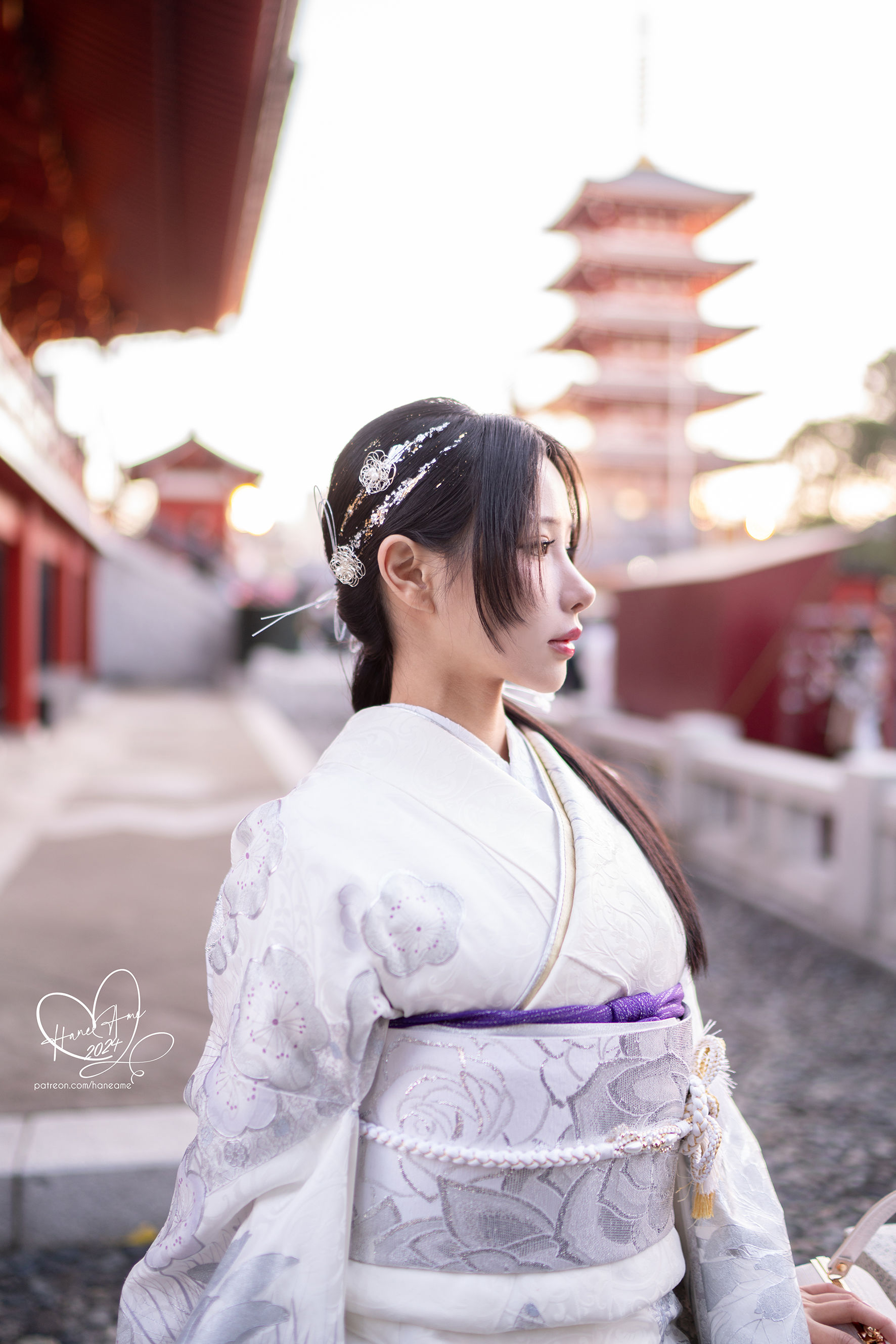 Hane Ame 雨波写真 - Original 2024 New year Silver Kimono