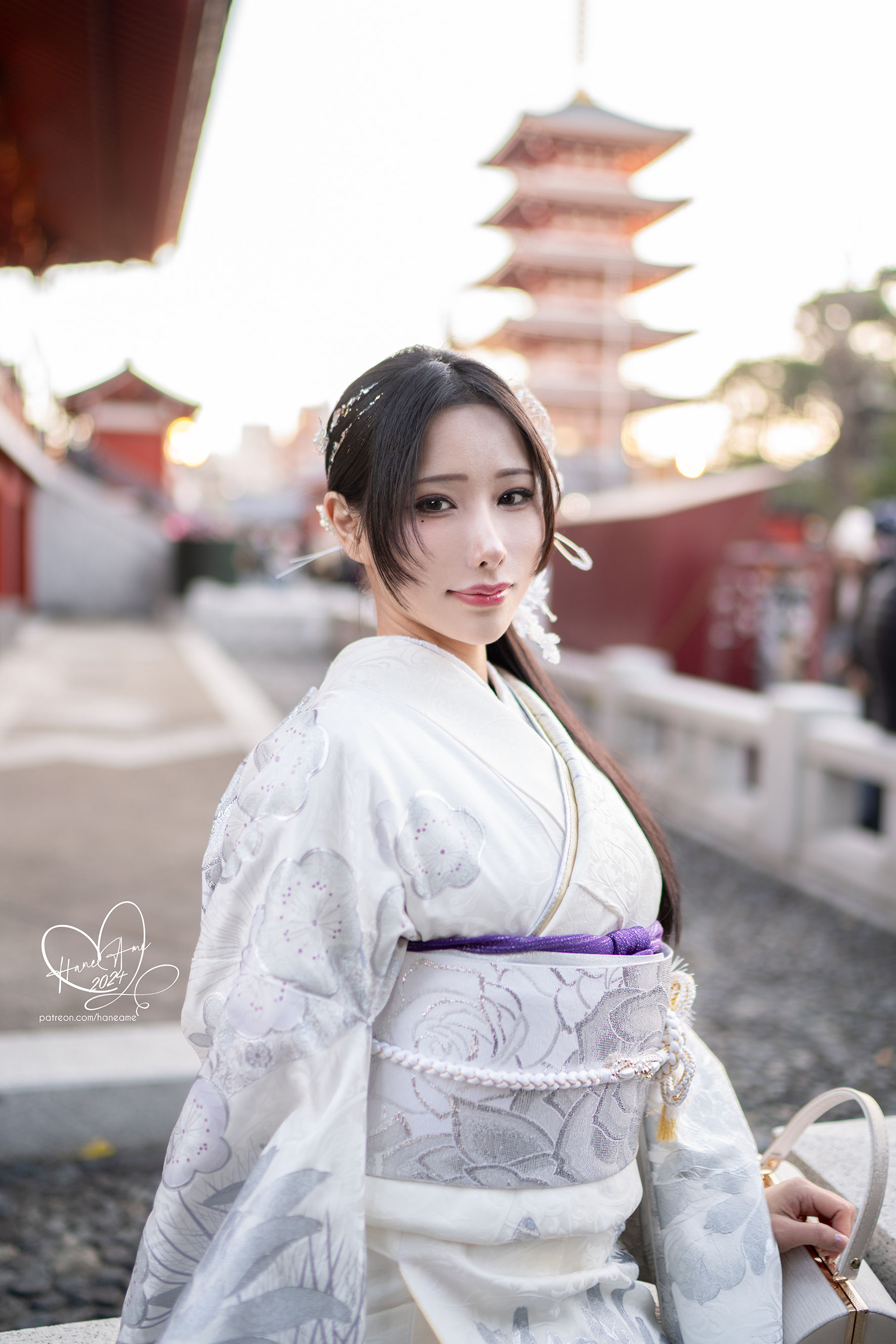 Hane Ame 雨波写真 - Original 2024 New year Silver Kimono
