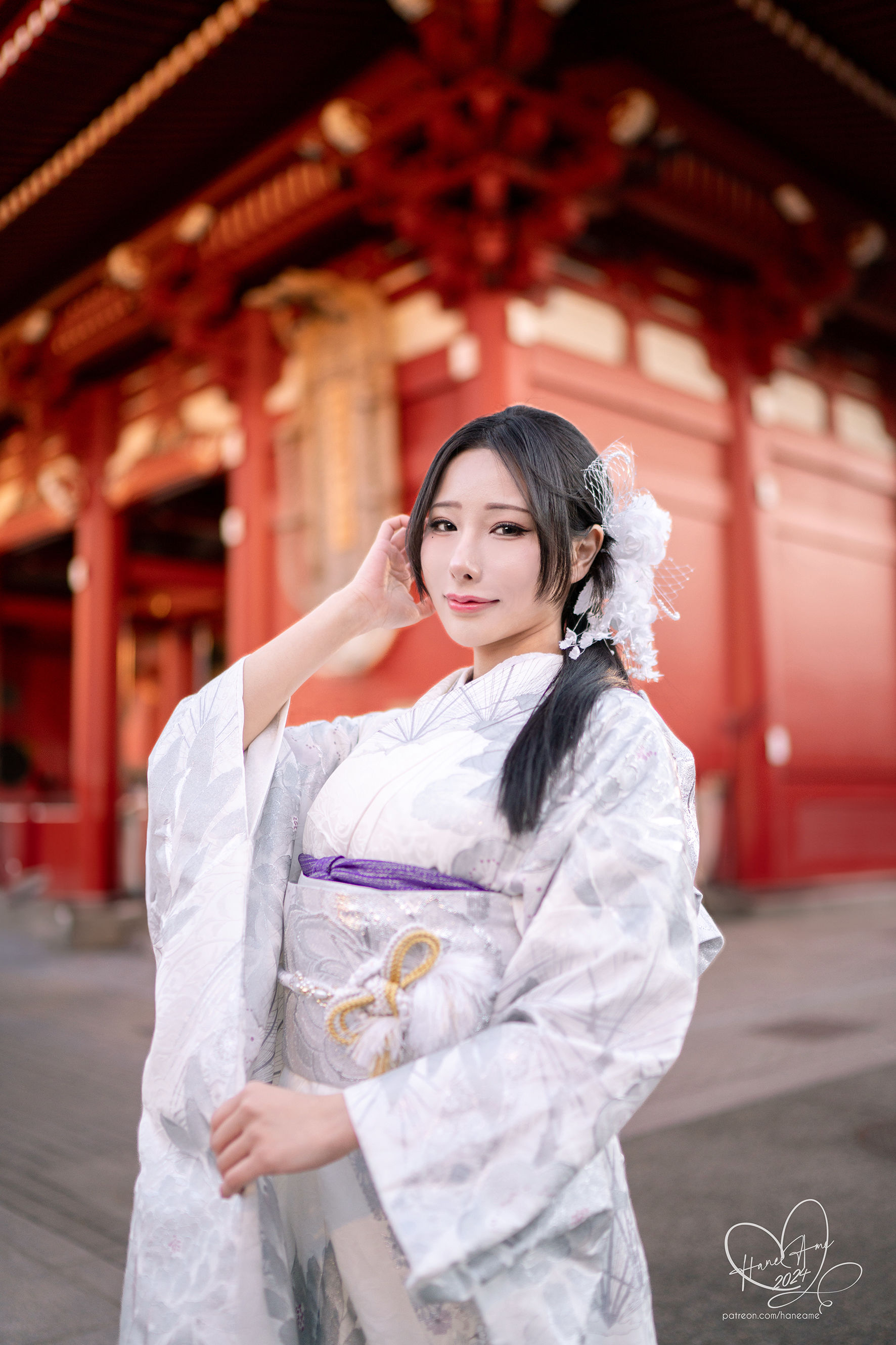 Hane Ame 雨波写真 - Original 2024 New year Silver Kimono
