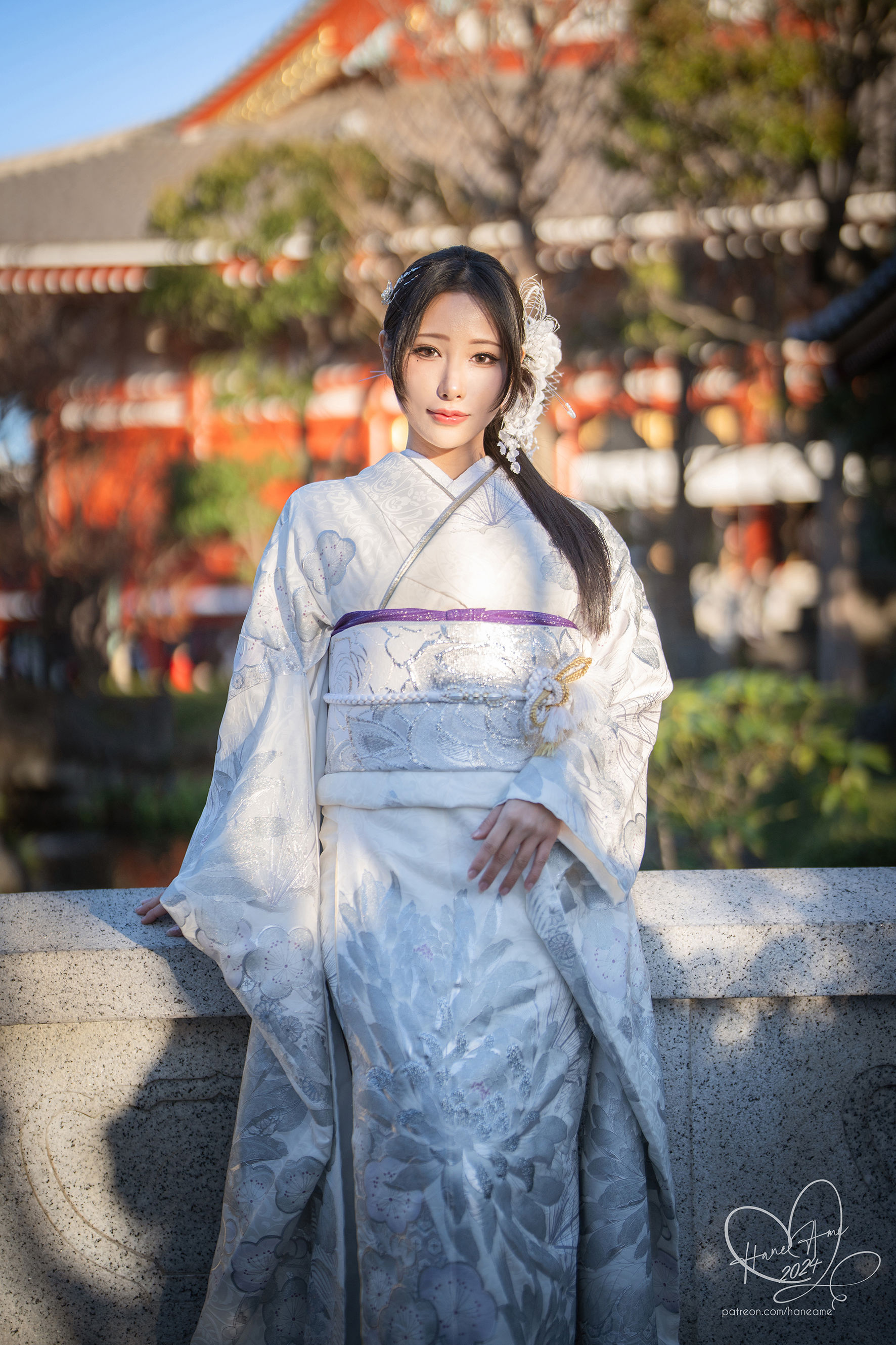 Hane Ame 雨波写真 - Original 2024 New year Silver Kimono
