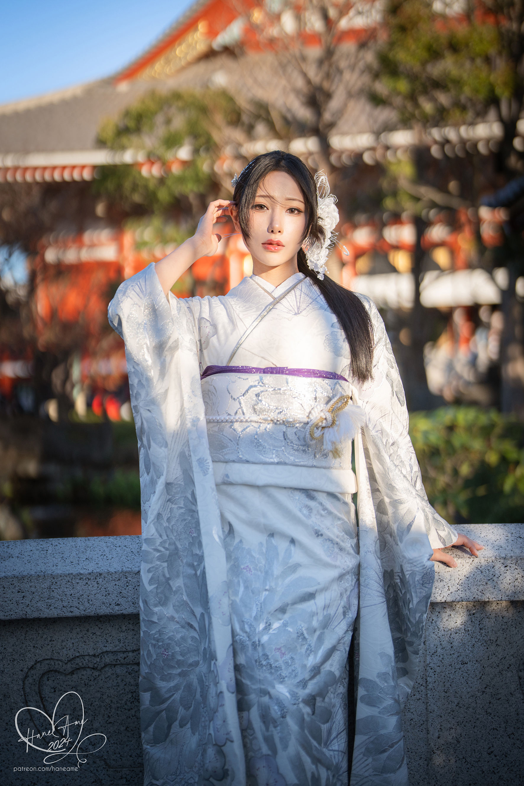 Hane Ame 雨波写真 - Original 2024 New year Silver Kimono