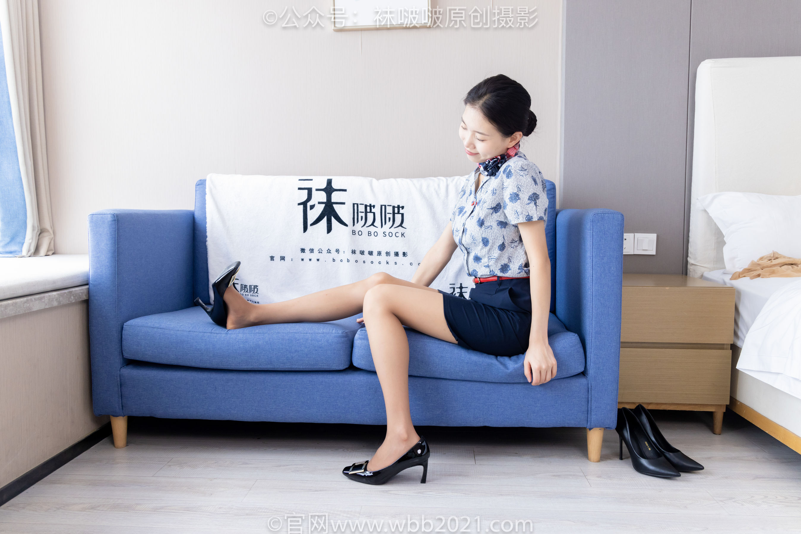BoBoSocks袜啵啵 No.334 芝士 -东航制服、两双高跟鞋、薄肉丝、薄灰丝