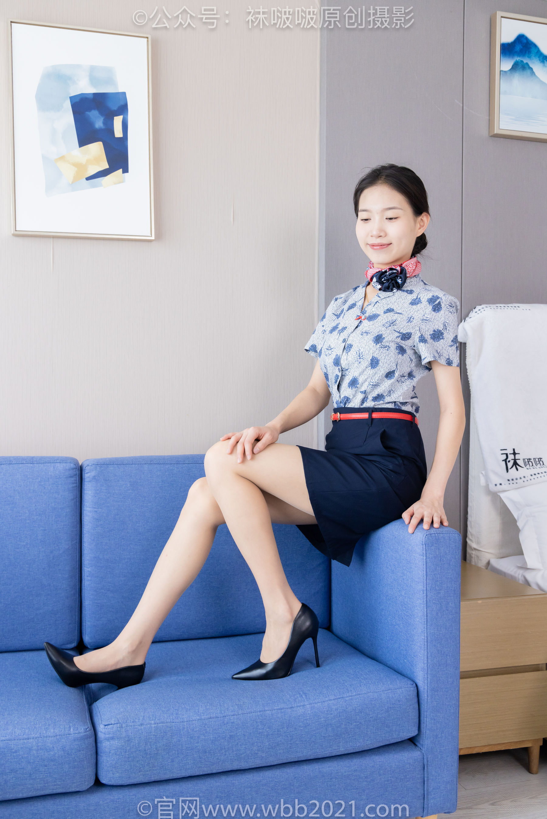 BoBoSocks袜啵啵 No.334 芝士 -东航制服、两双高跟鞋、薄肉丝、薄灰丝