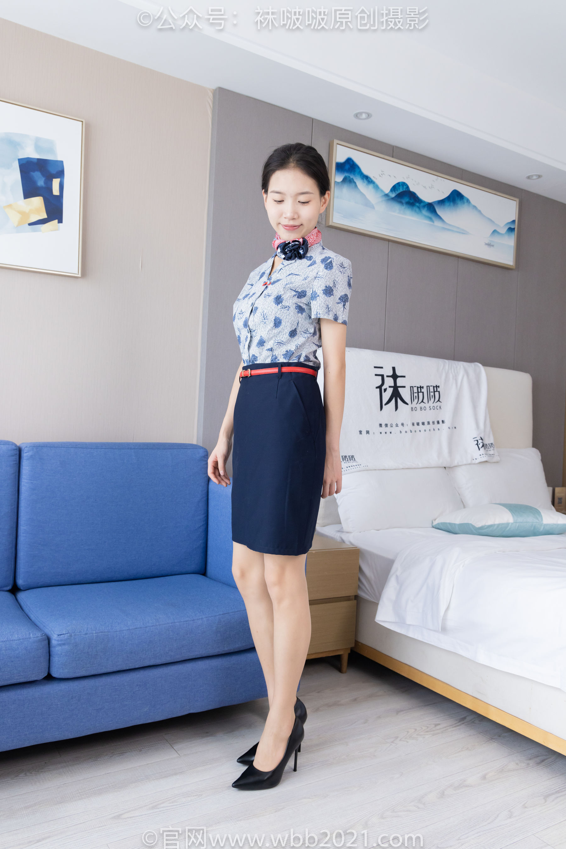 BoBoSocks袜啵啵 No.334 芝士 -东航制服、两双高跟鞋、薄肉丝、薄灰丝