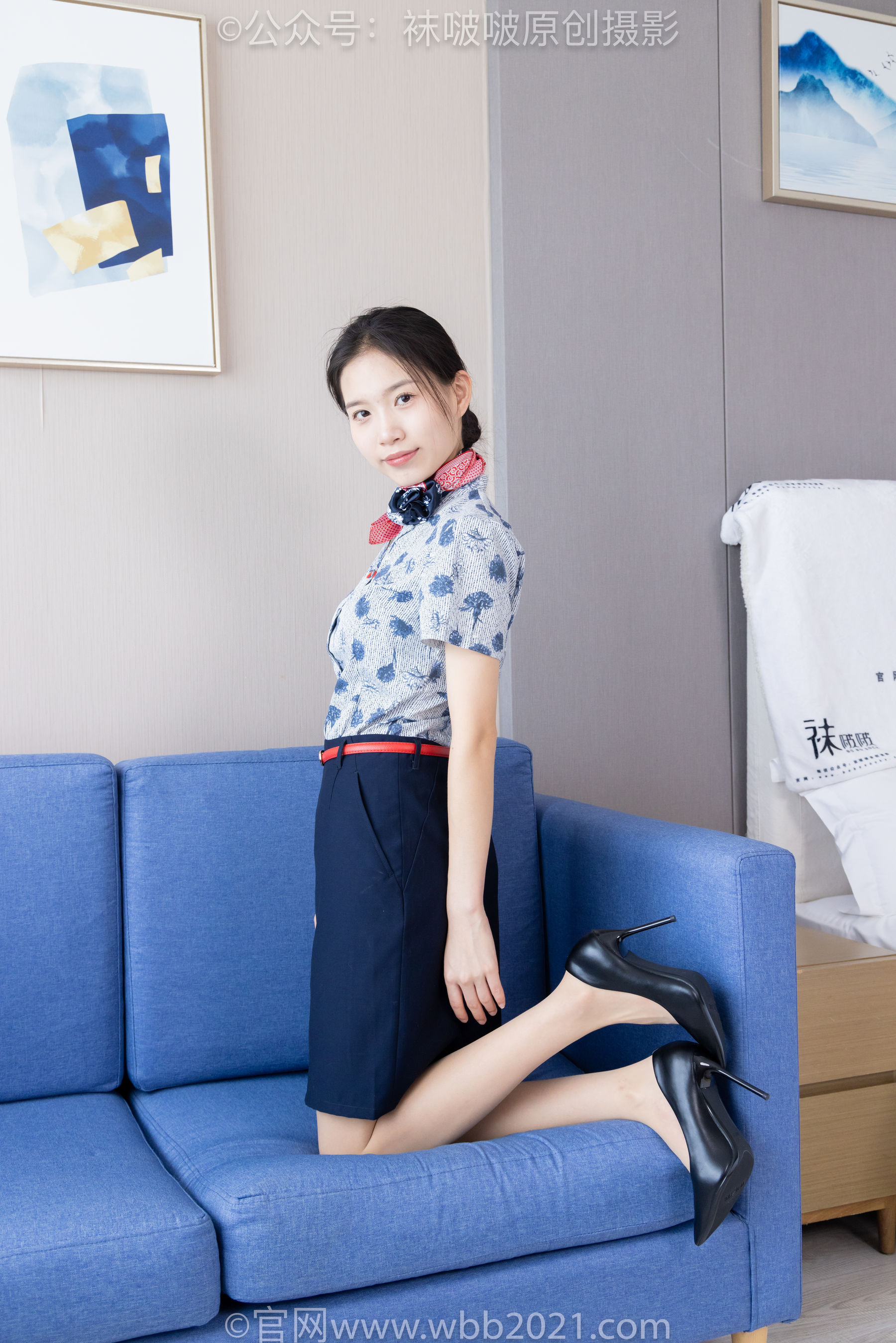 BoBoSocks袜啵啵 No.334 芝士 -东航制服、两双高跟鞋、薄肉丝、薄灰丝