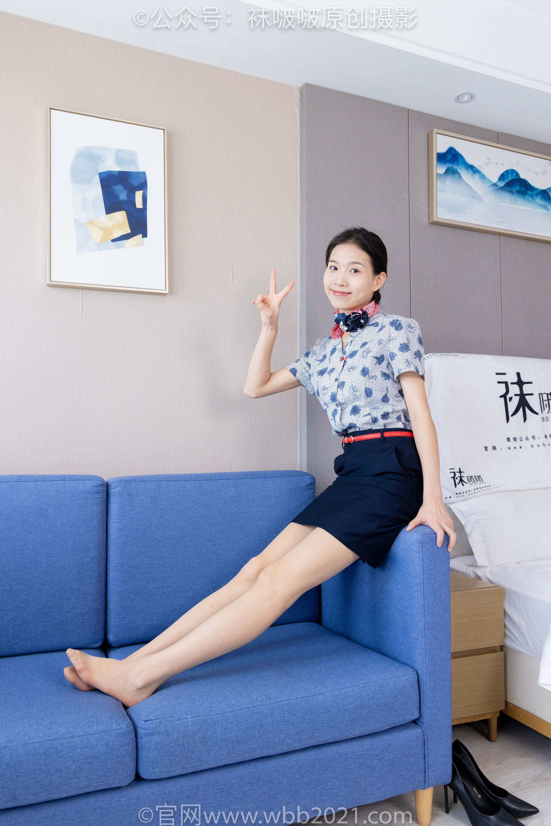 BoBoSocks袜啵啵 No.334 芝士 -东航制服、两双高跟鞋、薄肉丝、薄灰丝