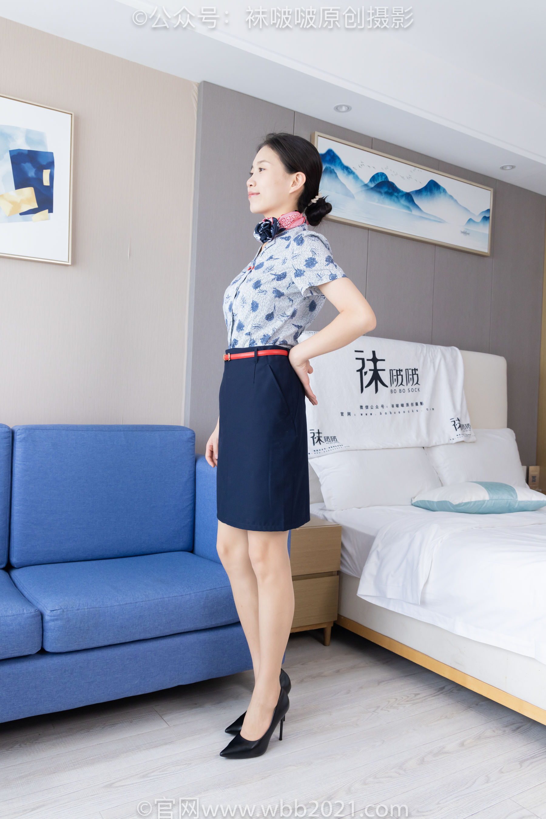 BoBoSocks袜啵啵 No.334 芝士 -东航制服、两双高跟鞋、薄肉丝、薄灰丝
