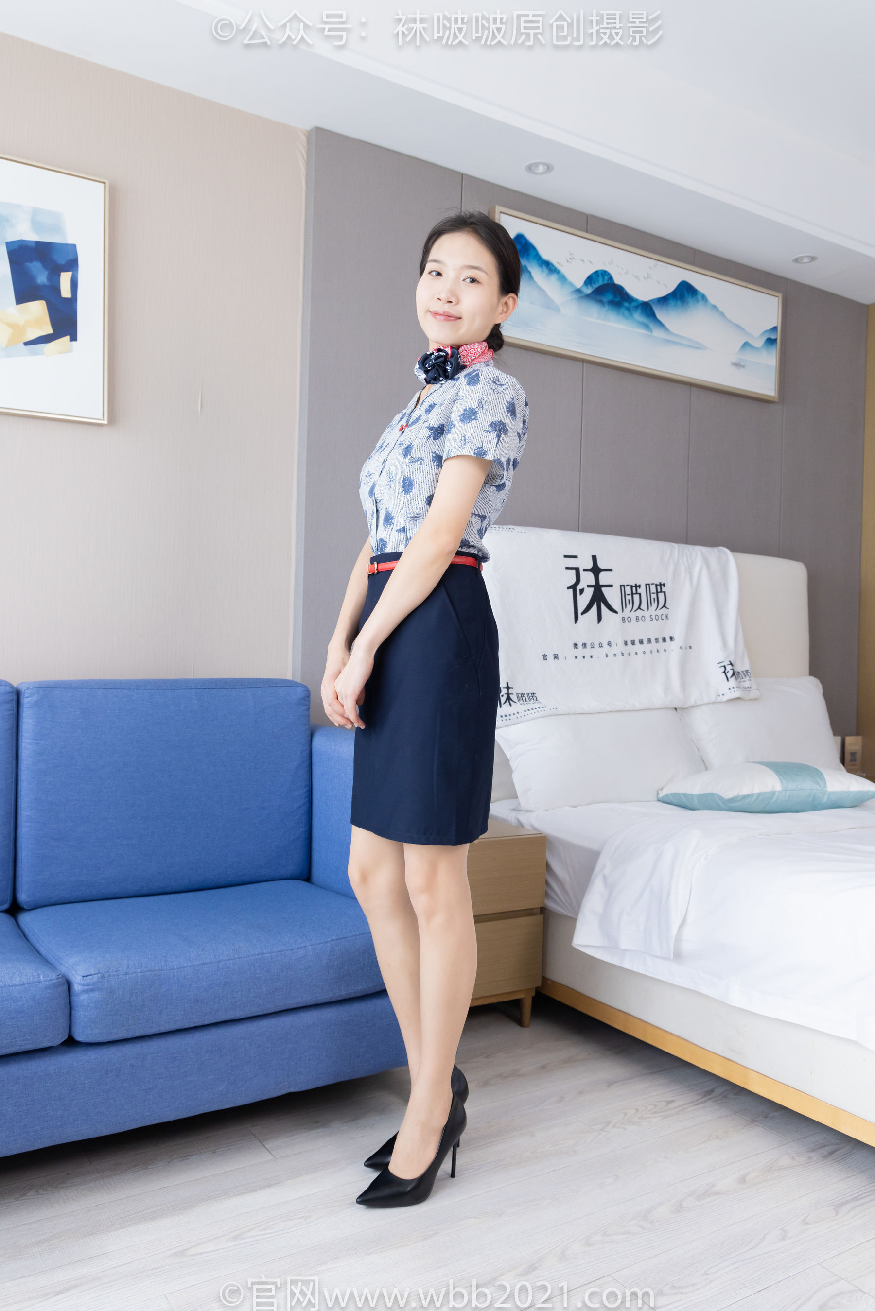 BoBoSocks袜啵啵 No.334 芝士 -东航制服、两双高跟鞋、薄肉丝、薄灰丝