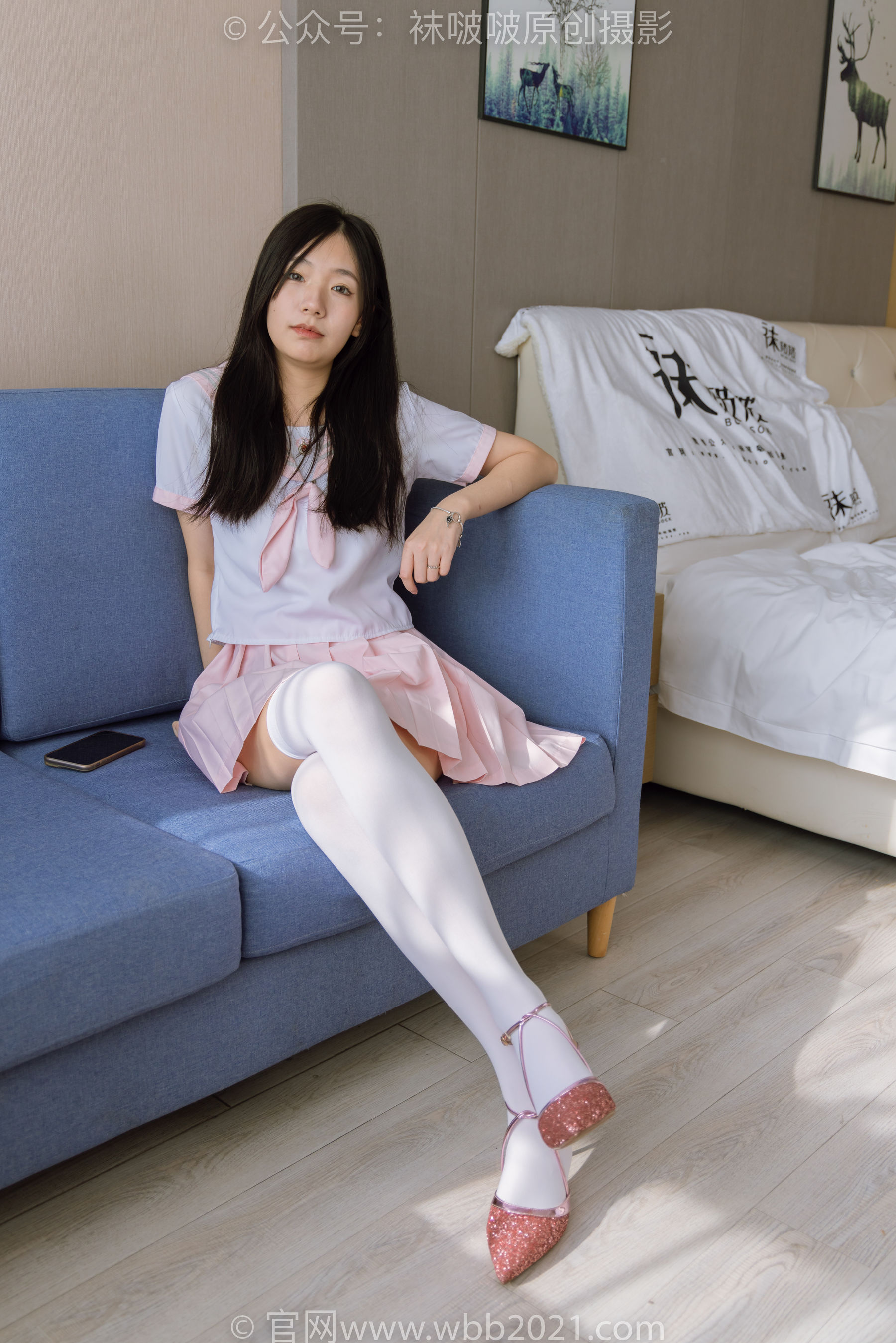 BoBoSocks袜啵啵 No.348 小甜豆 -两双高跟鞋、厚白丝大腿袜、裸足