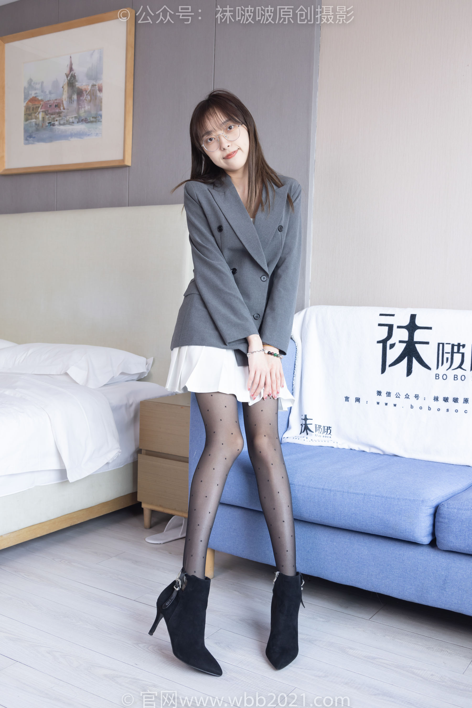 BoBoSocks袜啵啵 No.352 稚予 -短靴、波点黑丝