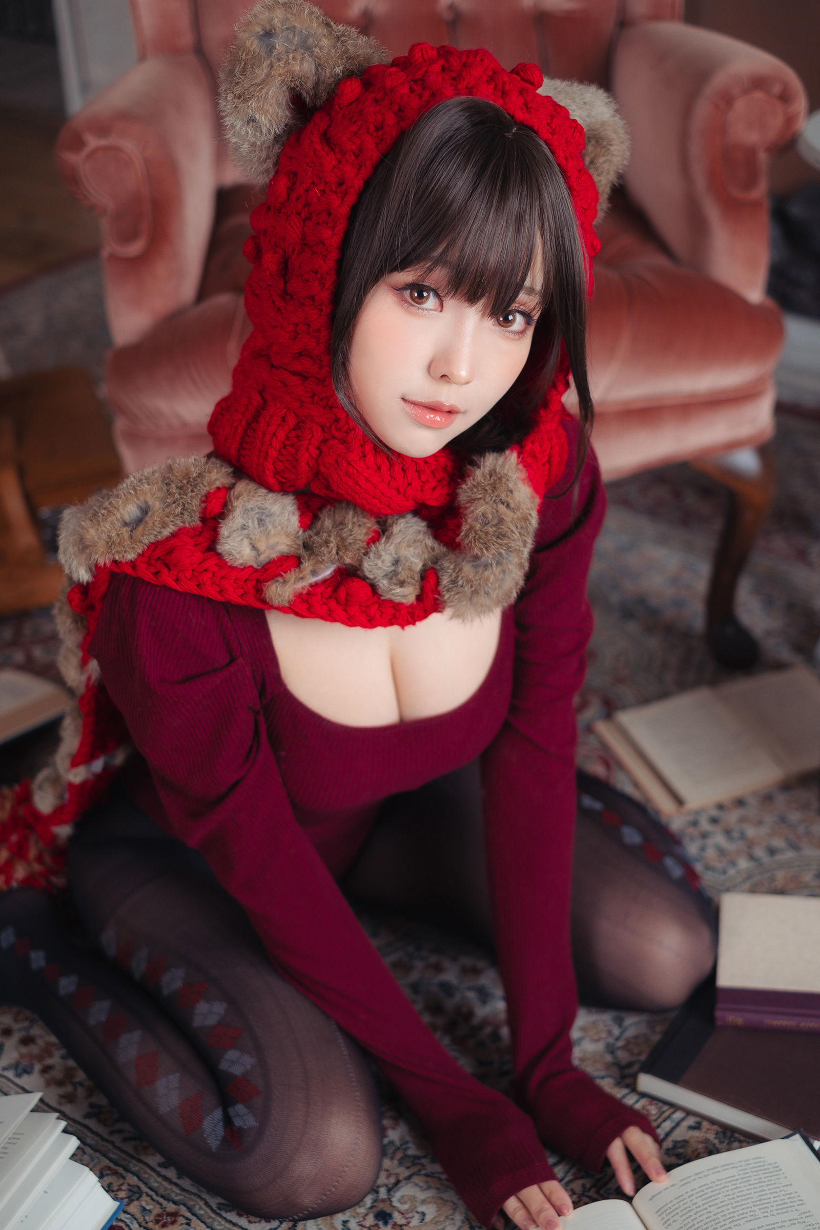 Ely_eee (ElyEE子) - 红色 KNITTING