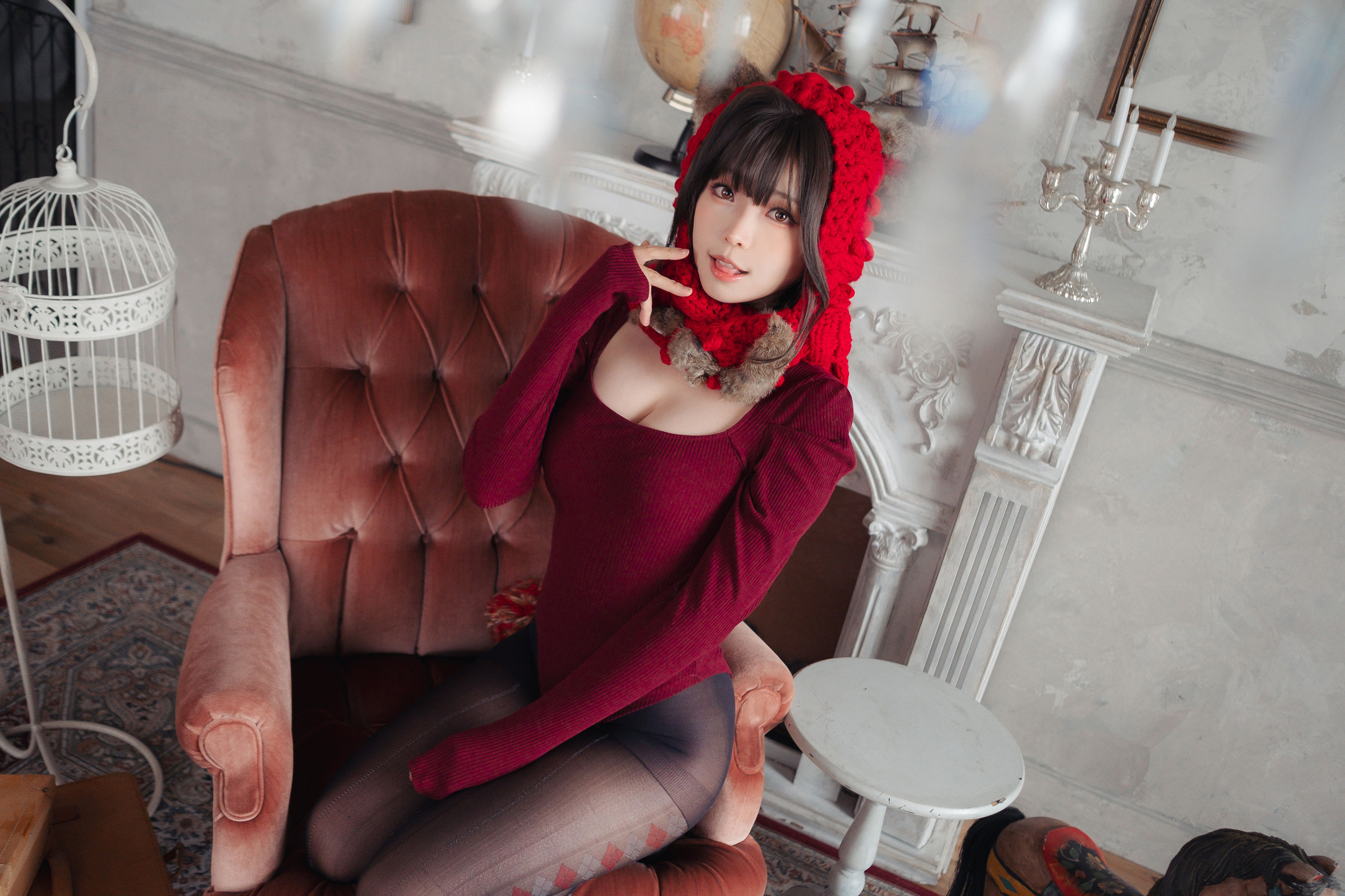 Ely_eee (ElyEE子) - 红色 KNITTING
