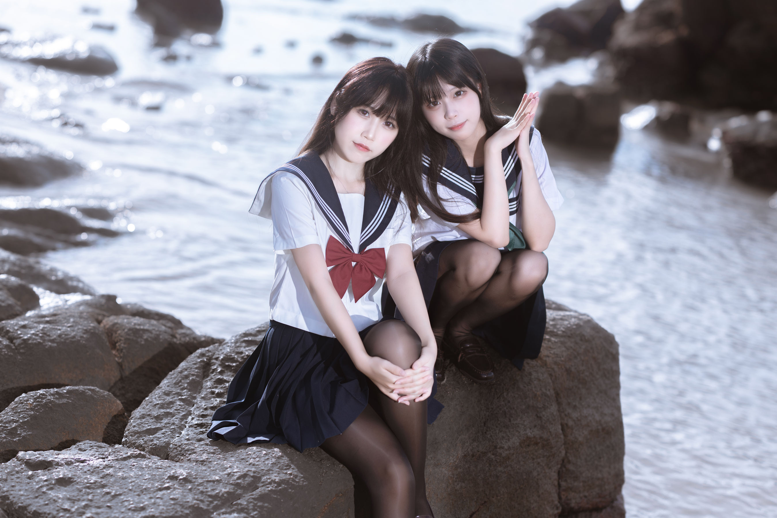 微博人气Coser 不呆猫&三無人型 - 水手服百合黑丝