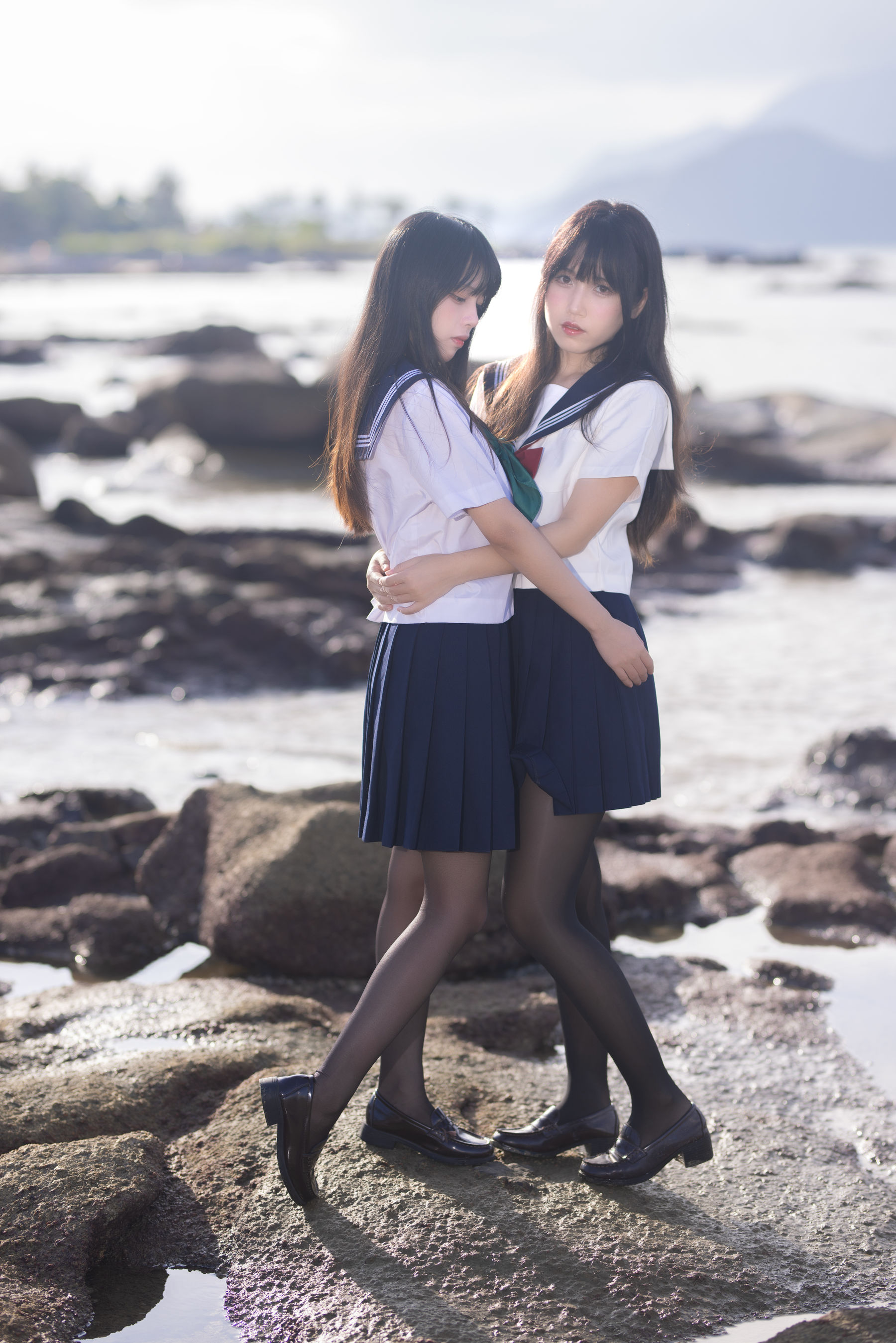 微博人气Coser 不呆猫&三無人型 - 水手服百合黑丝