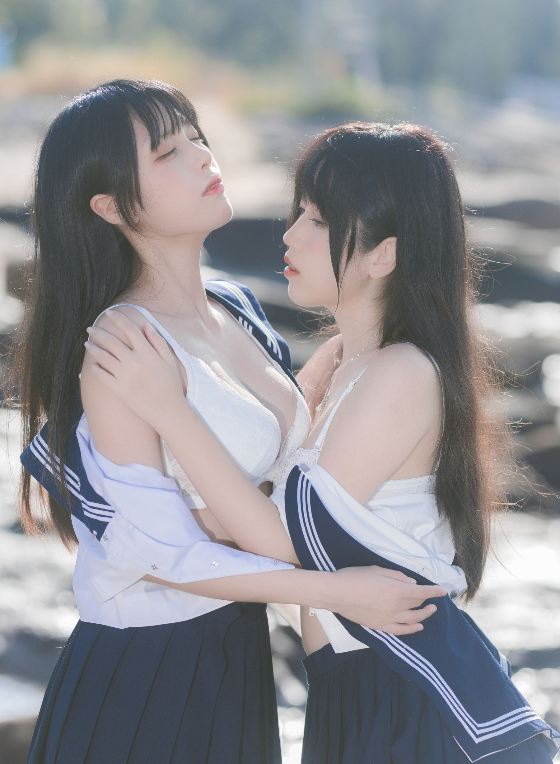 微博人气Coser 不呆猫&三無人型 - 水手服百合黑丝