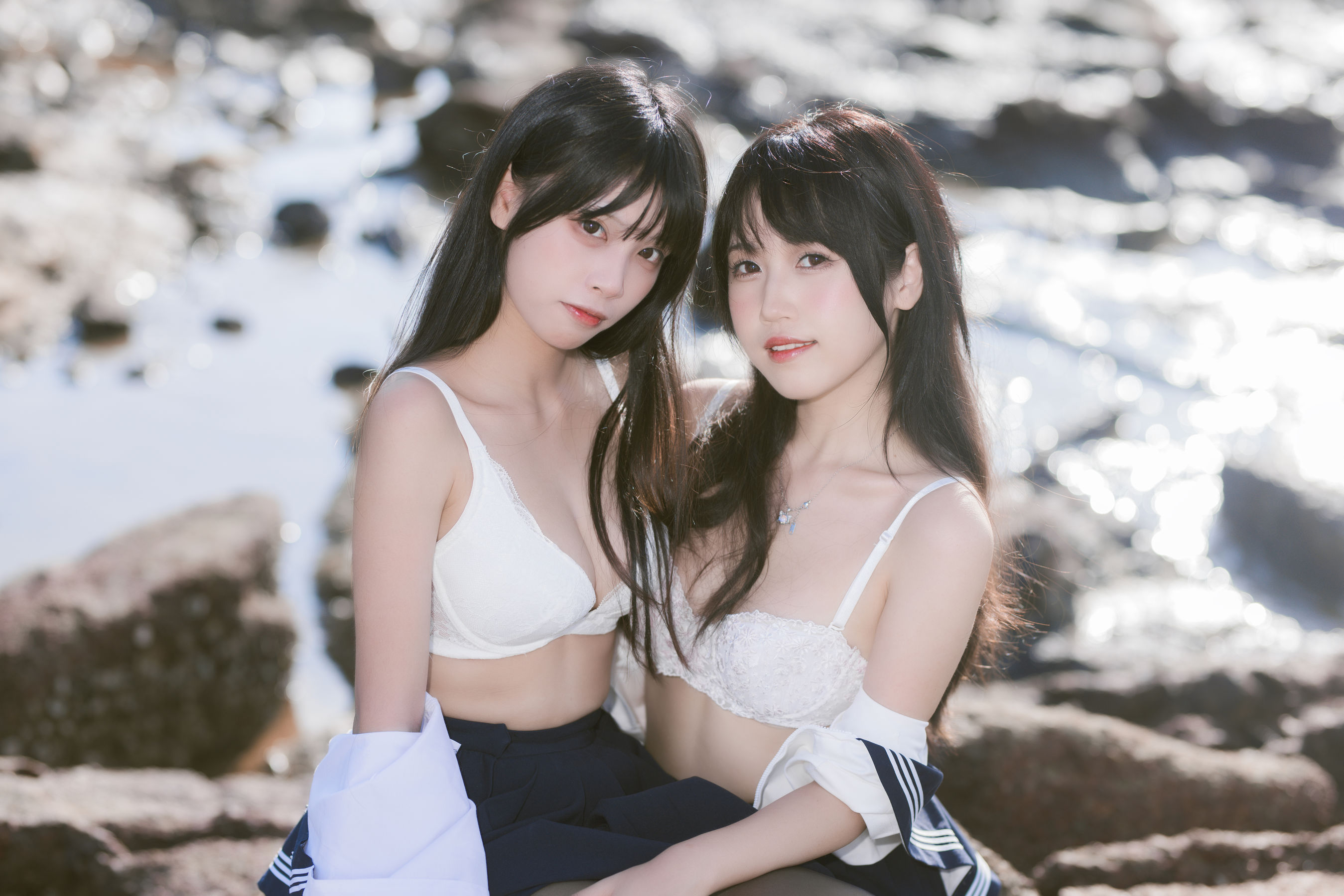 微博人气Coser 不呆猫&三無人型 - 水手服百合黑丝