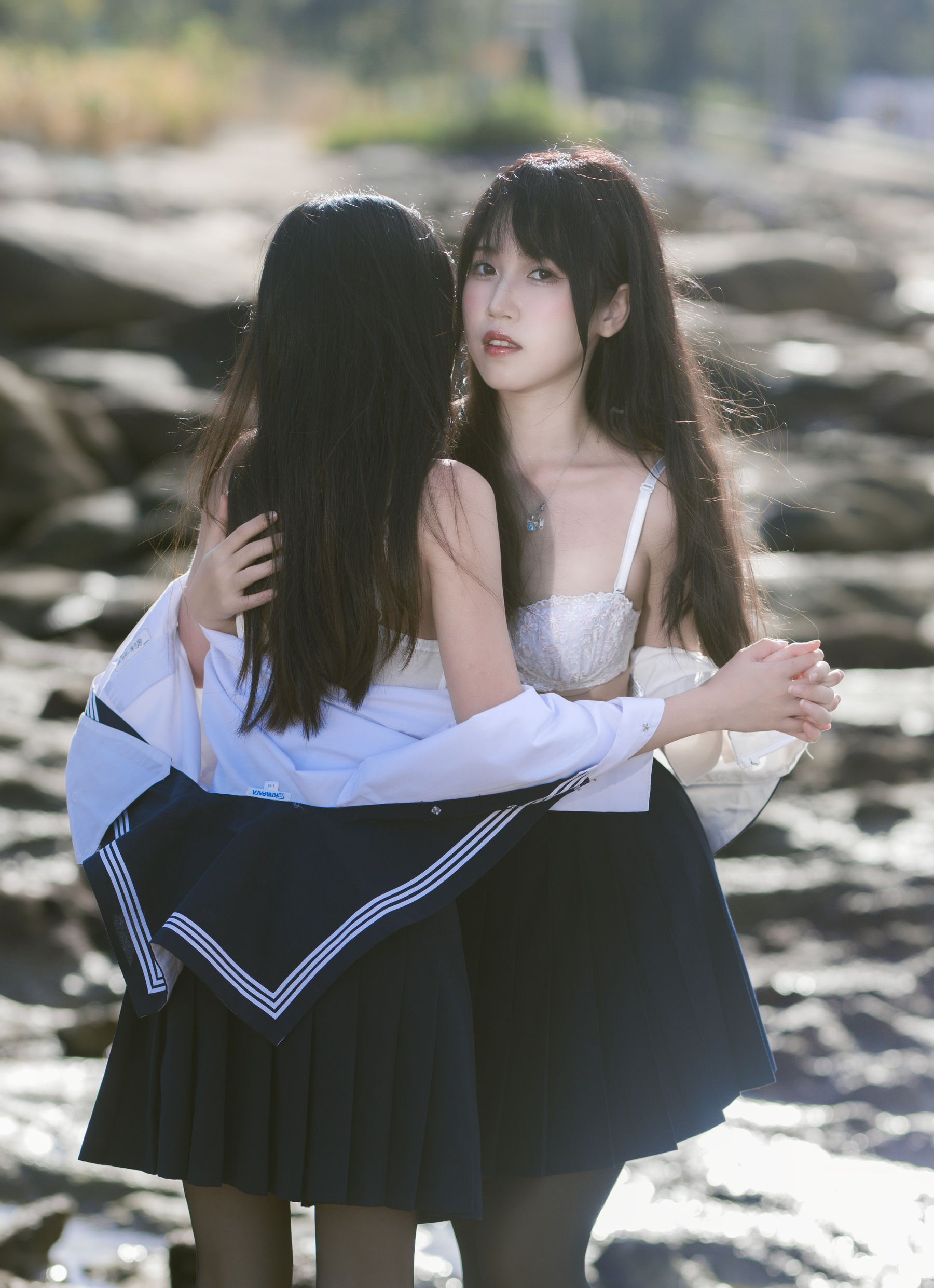微博人气Coser 不呆猫&三無人型 - 水手服百合黑丝