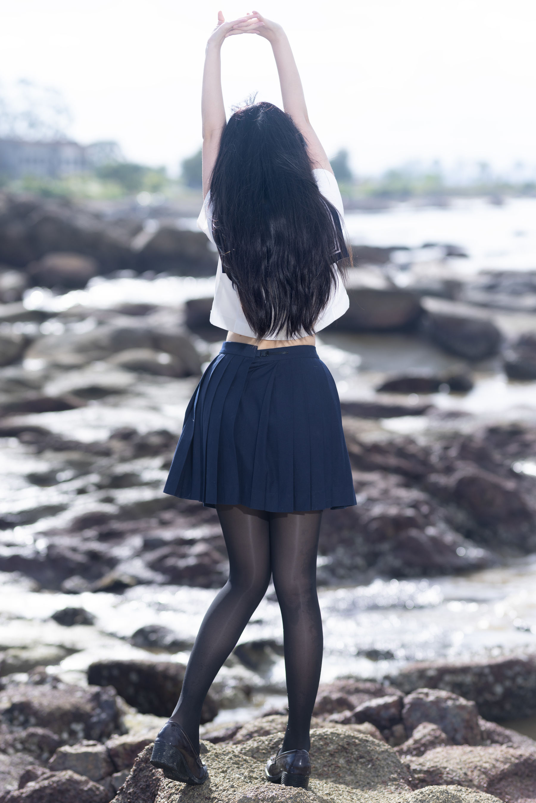 微博人气Coser 不呆猫&三無人型 - 水手服百合黑丝