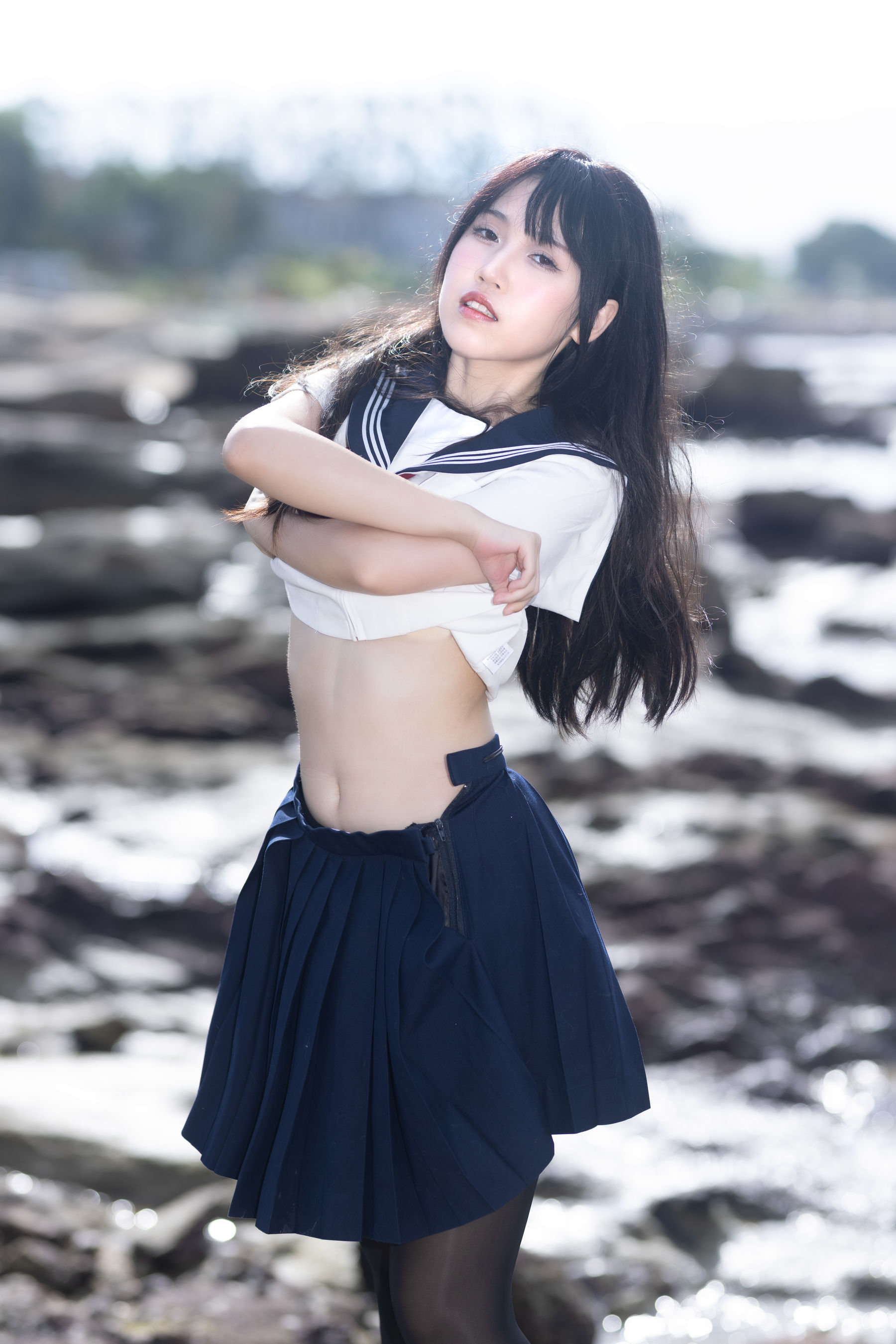 微博人气Coser 不呆猫&三無人型 - 水手服百合黑丝