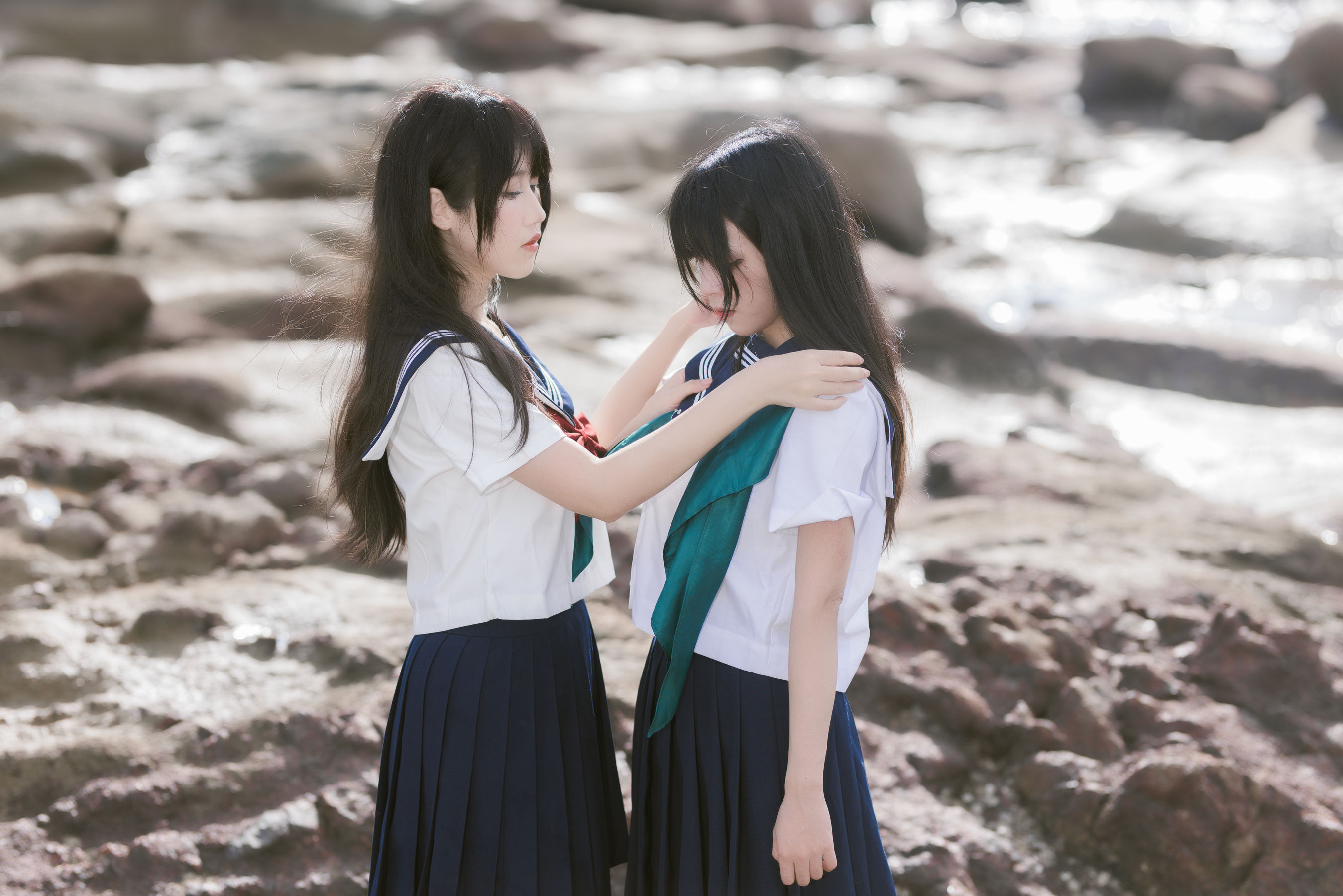 微博人气Coser 不呆猫&三無人型 - 水手服百合黑丝