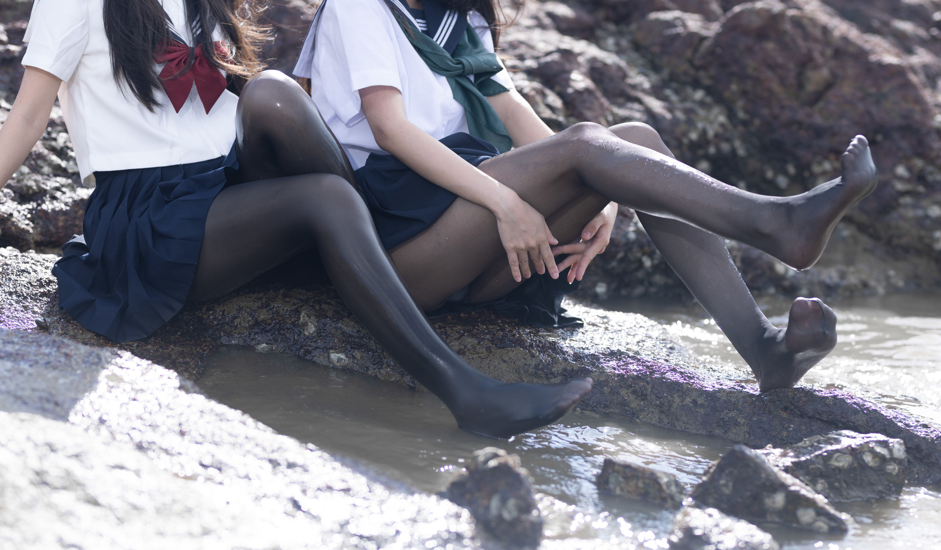 微博人气Coser 不呆猫&三無人型 - 水手服百合黑丝