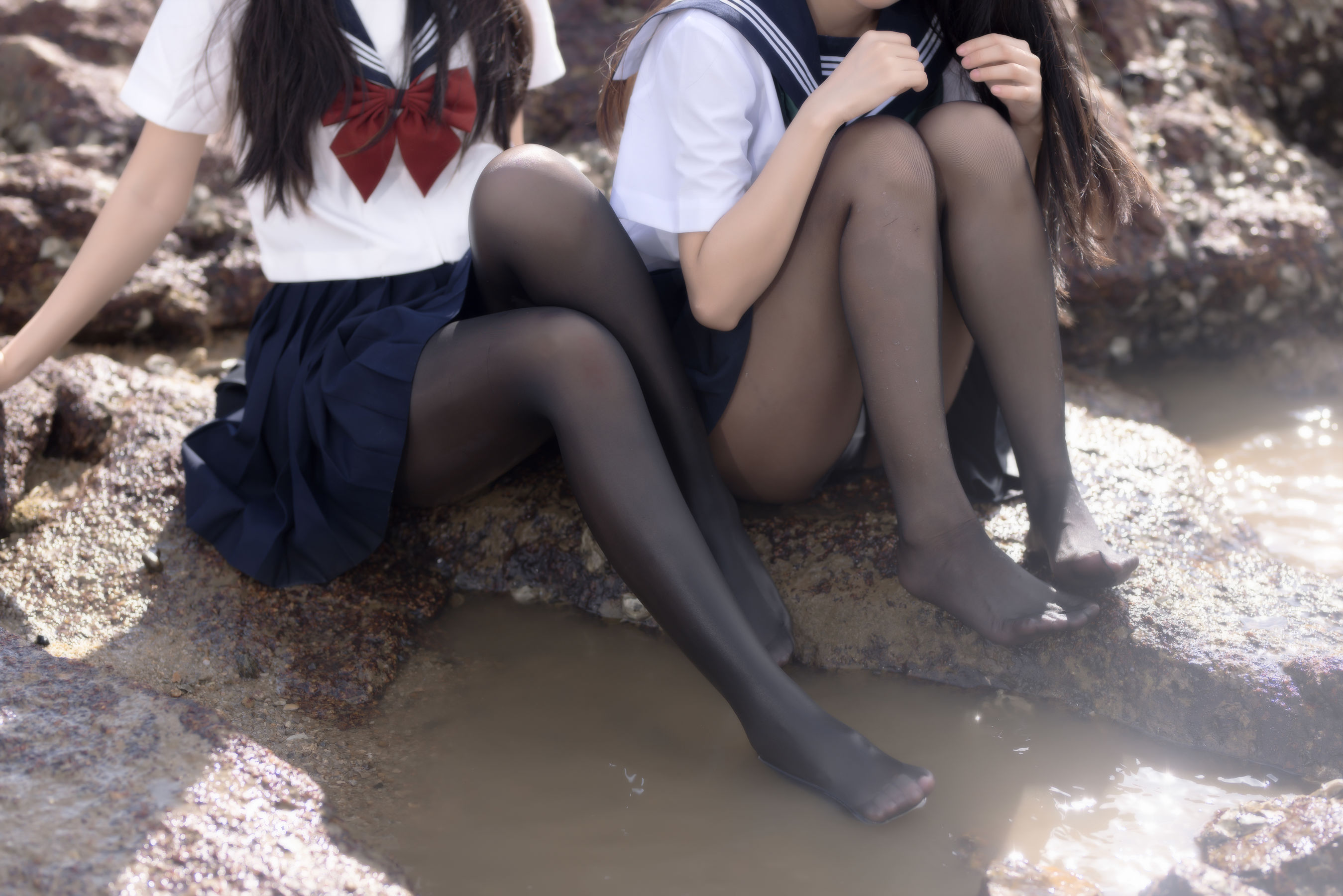 微博人气Coser 不呆猫&三無人型 - 水手服百合黑丝