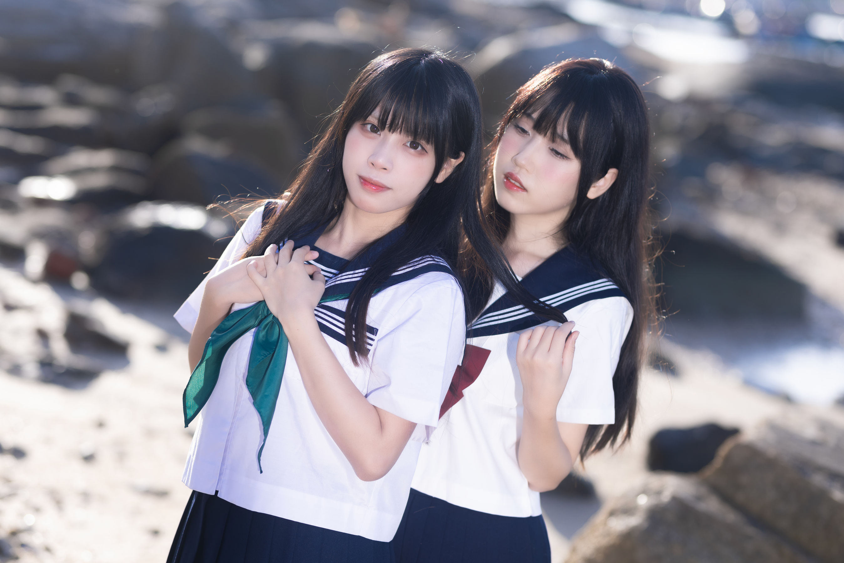 微博人气Coser 不呆猫&三無人型 - 水手服百合黑丝