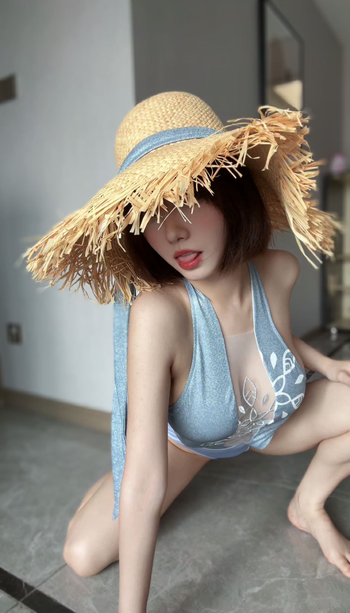 琳铛铛 - 蓝色印花比基尼