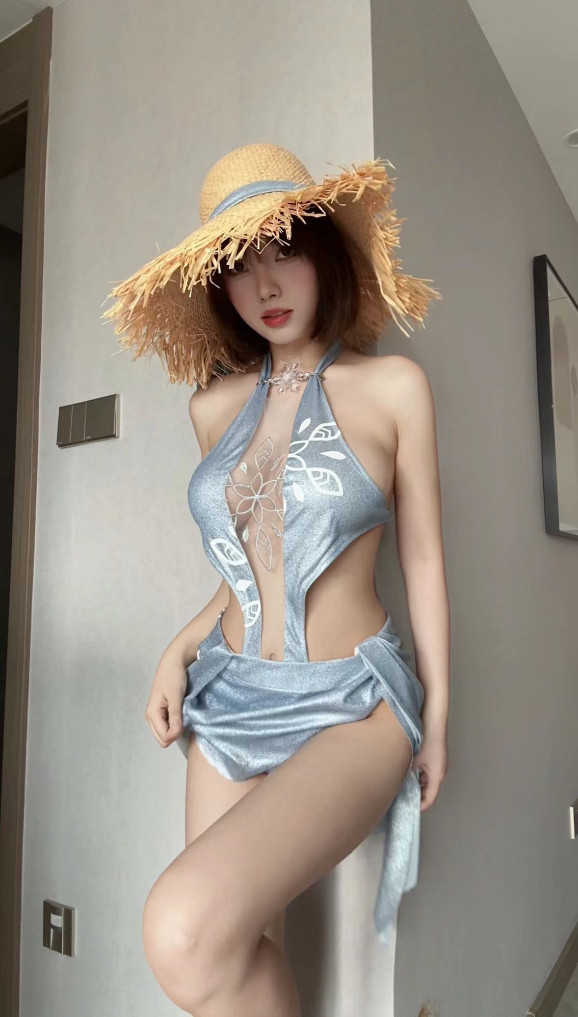 琳铛铛 - 蓝色印花比基尼