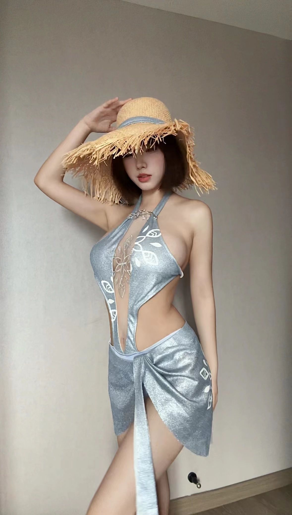 琳铛铛 - 蓝色印花比基尼