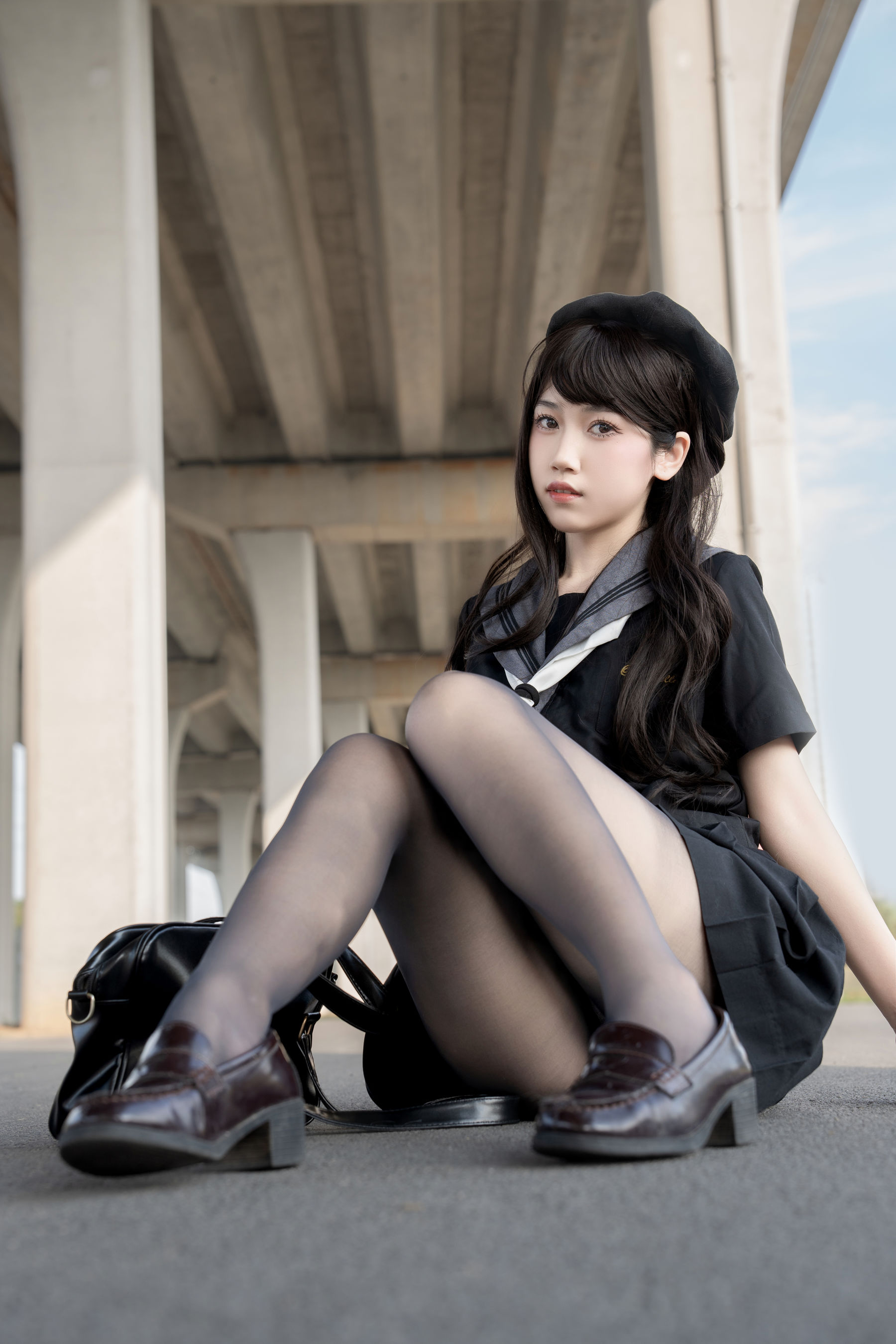 微博人气Coser 不呆猫 - 放课后野外JK