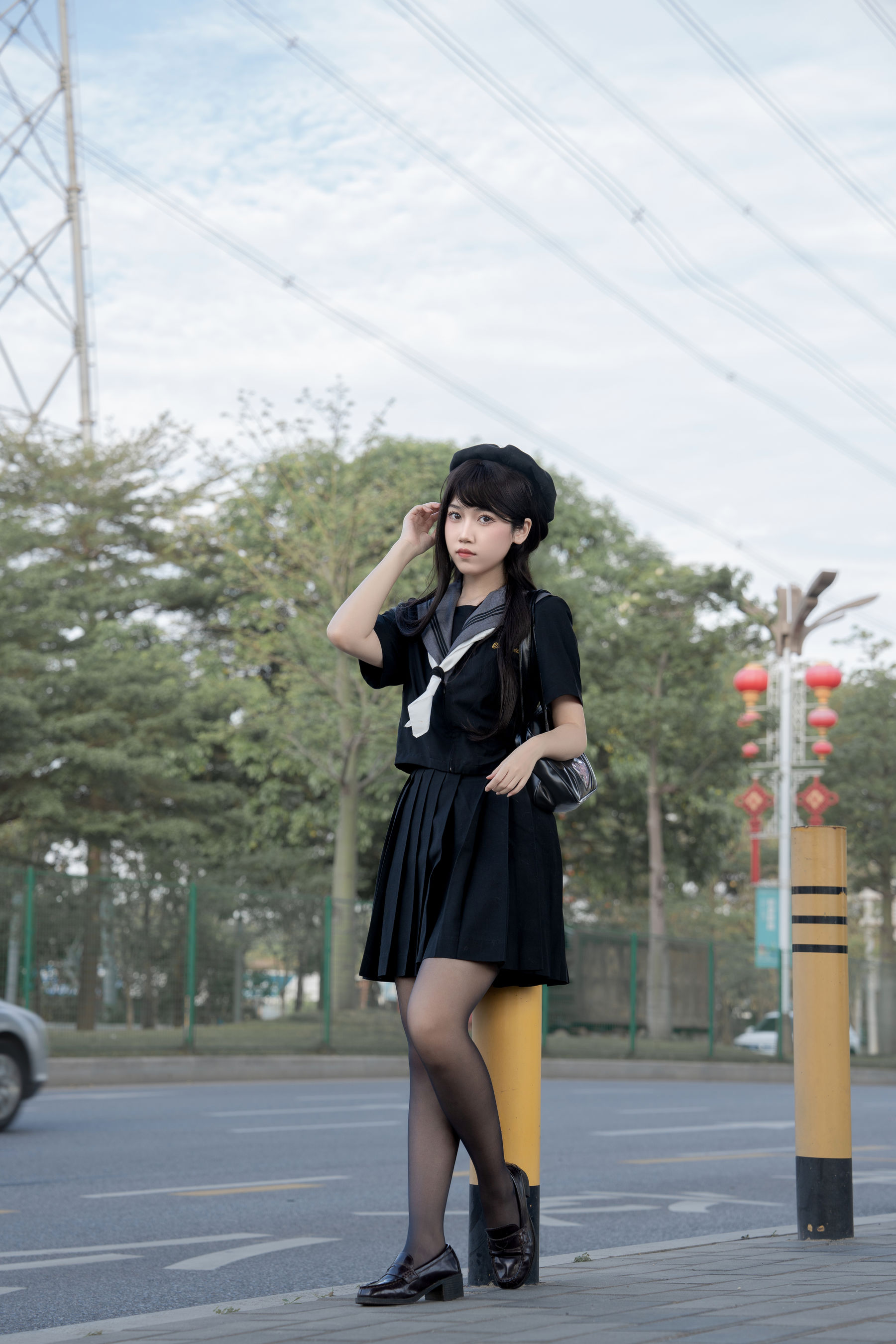 微博人气Coser 不呆猫 - 放课后野外JK