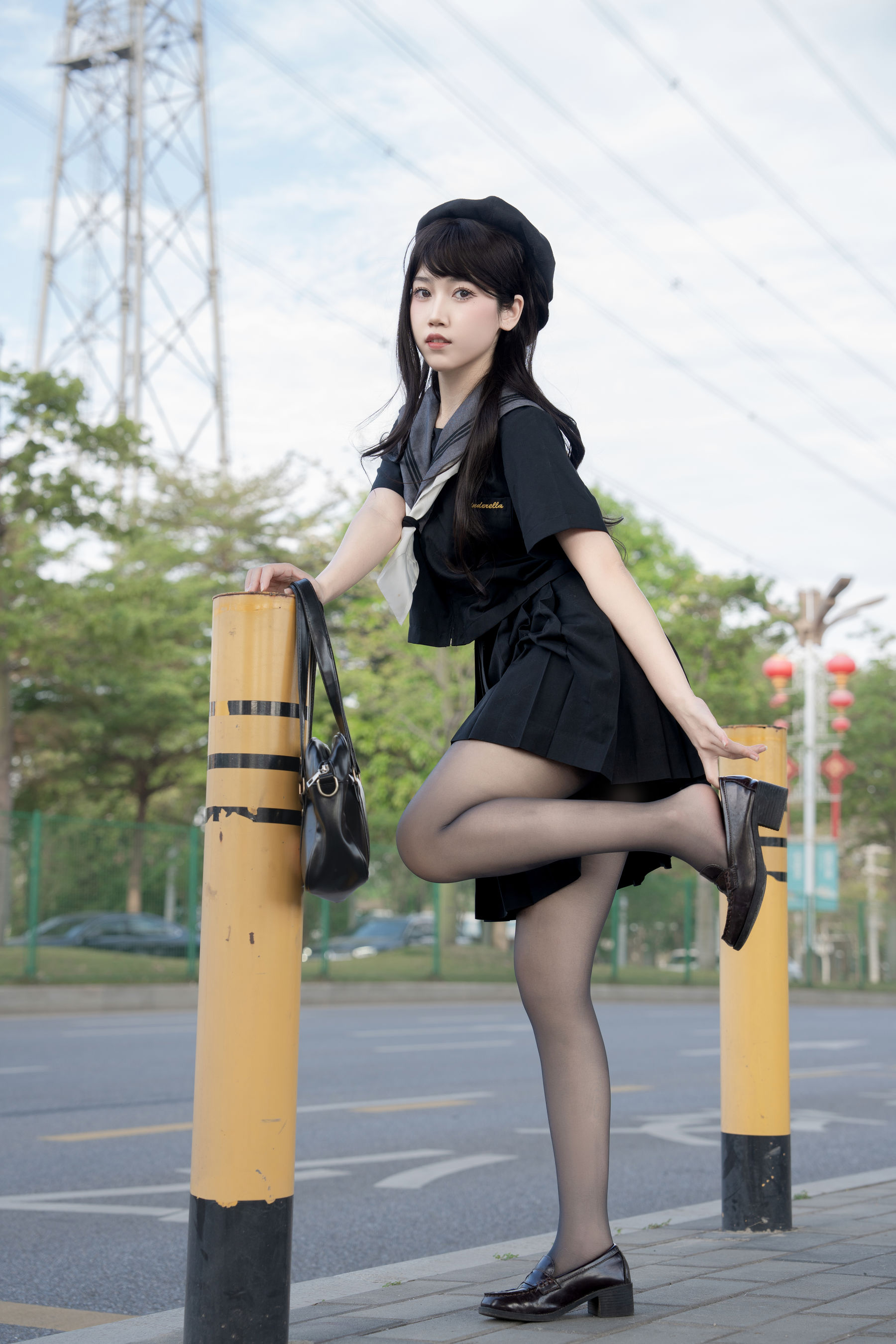 微博人气Coser 不呆猫 - 放课后野外JK
