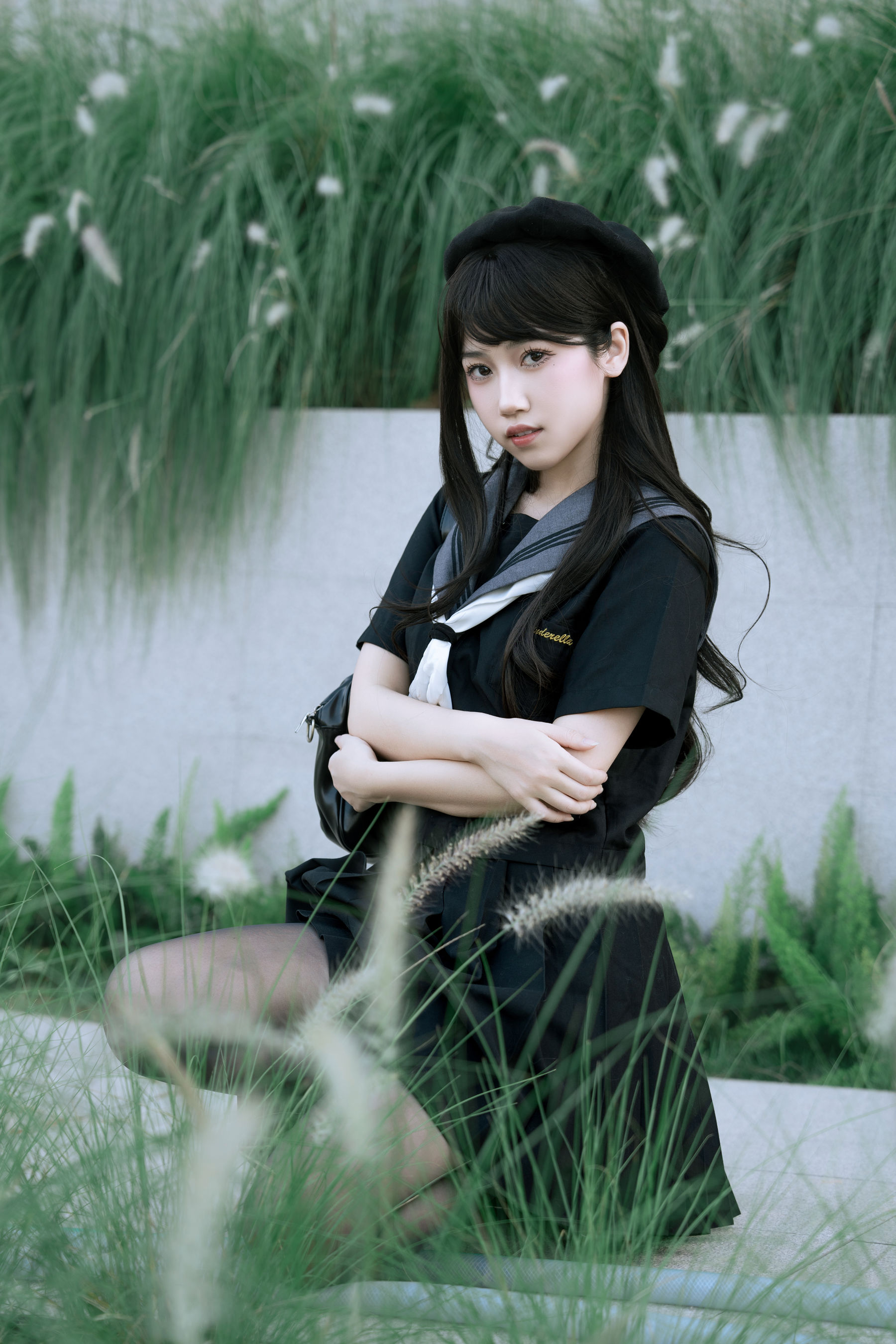 微博人气Coser 不呆猫 - 放课后野外JK