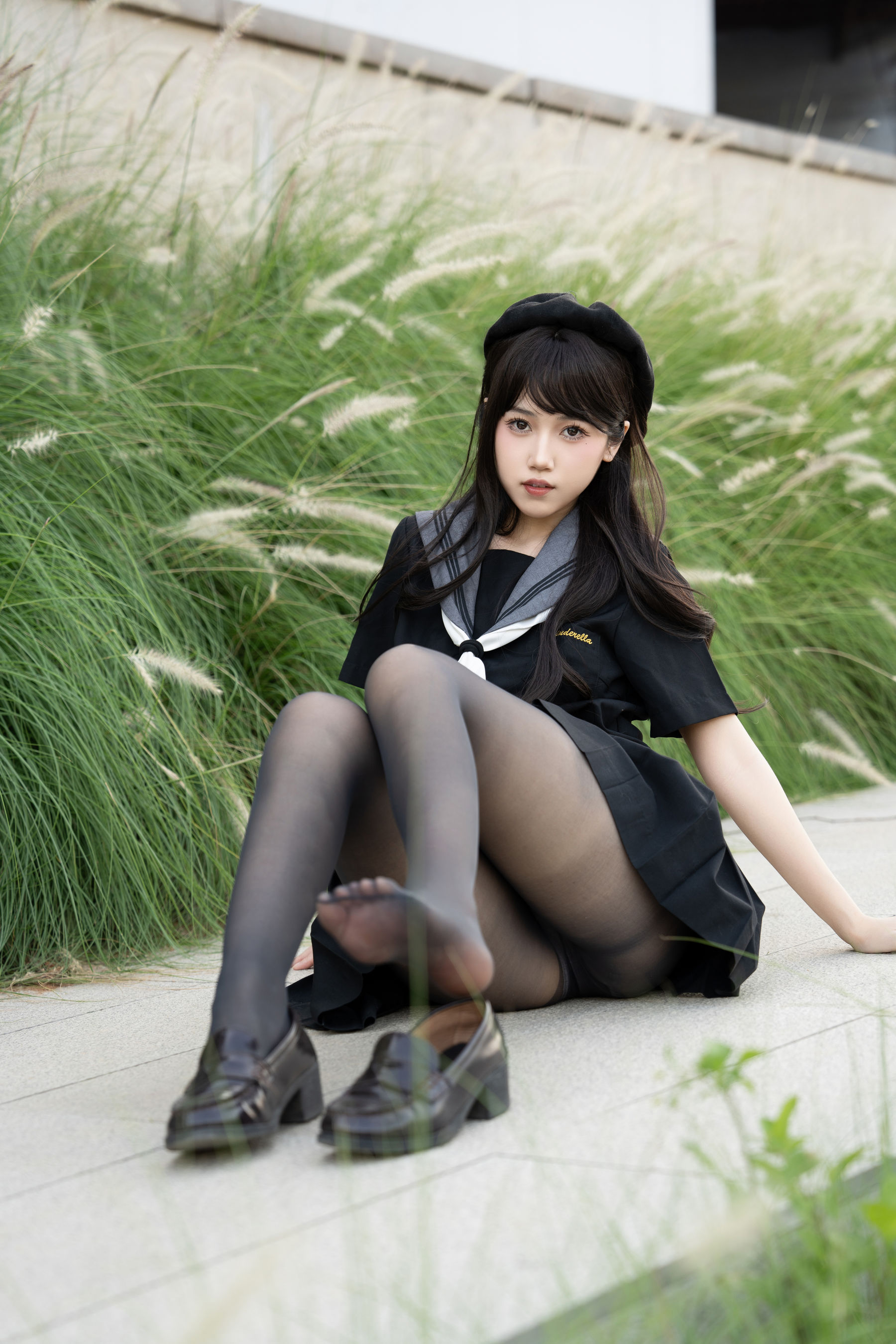 微博人气Coser 不呆猫 - 放课后野外JK