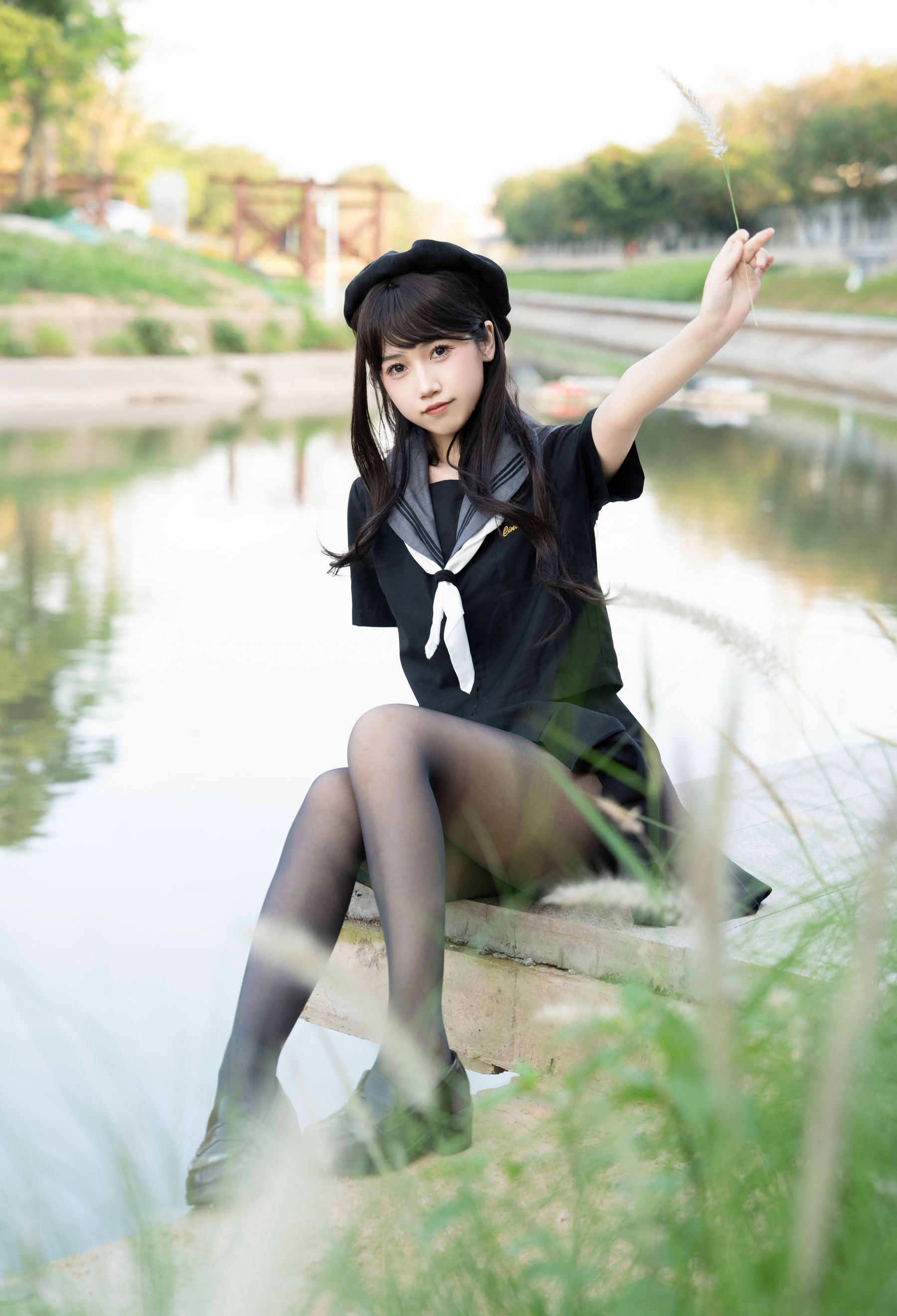 微博人气Coser 不呆猫 - 放课后野外JK