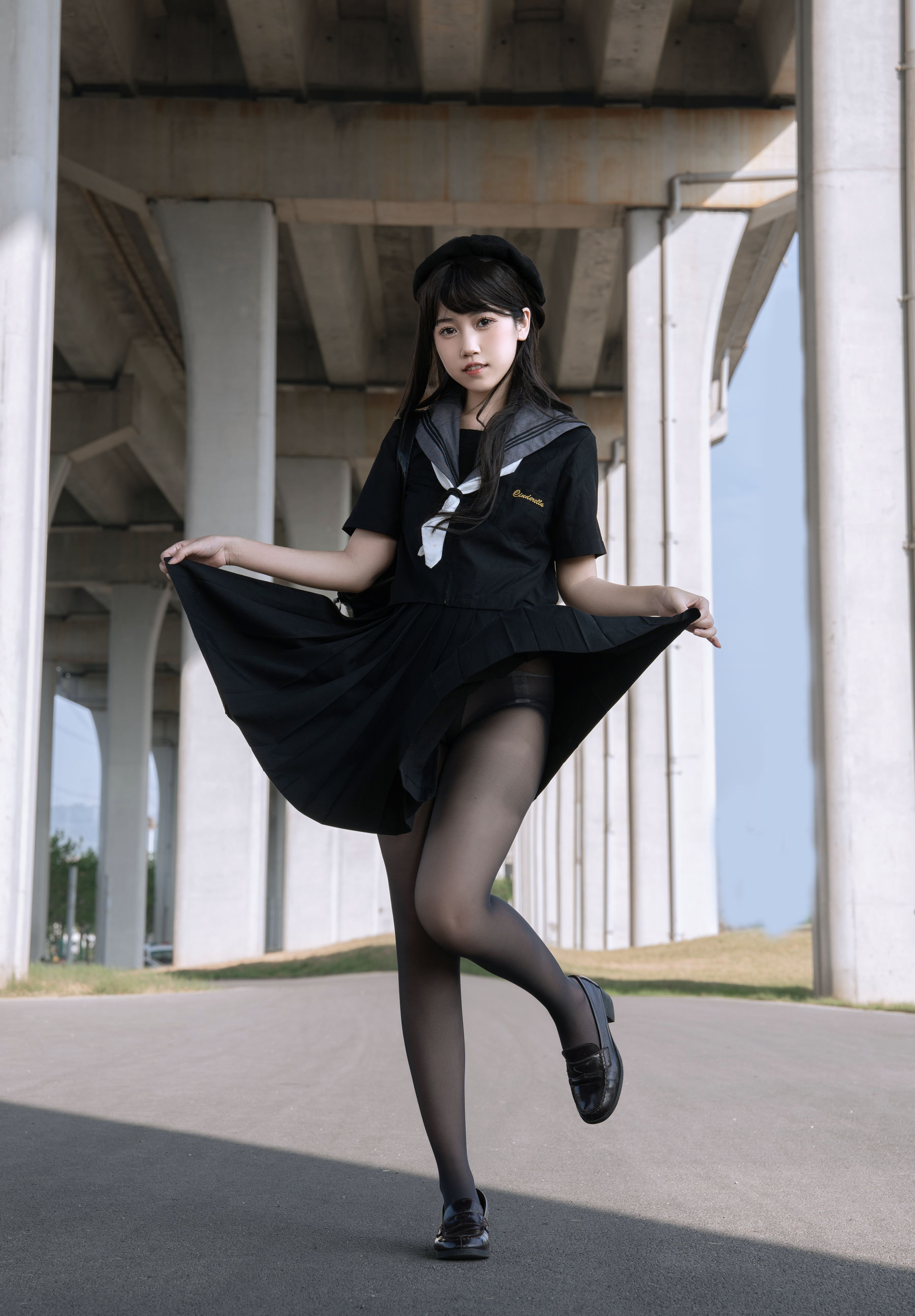 微博人气Coser 不呆猫 - 放课后野外JK