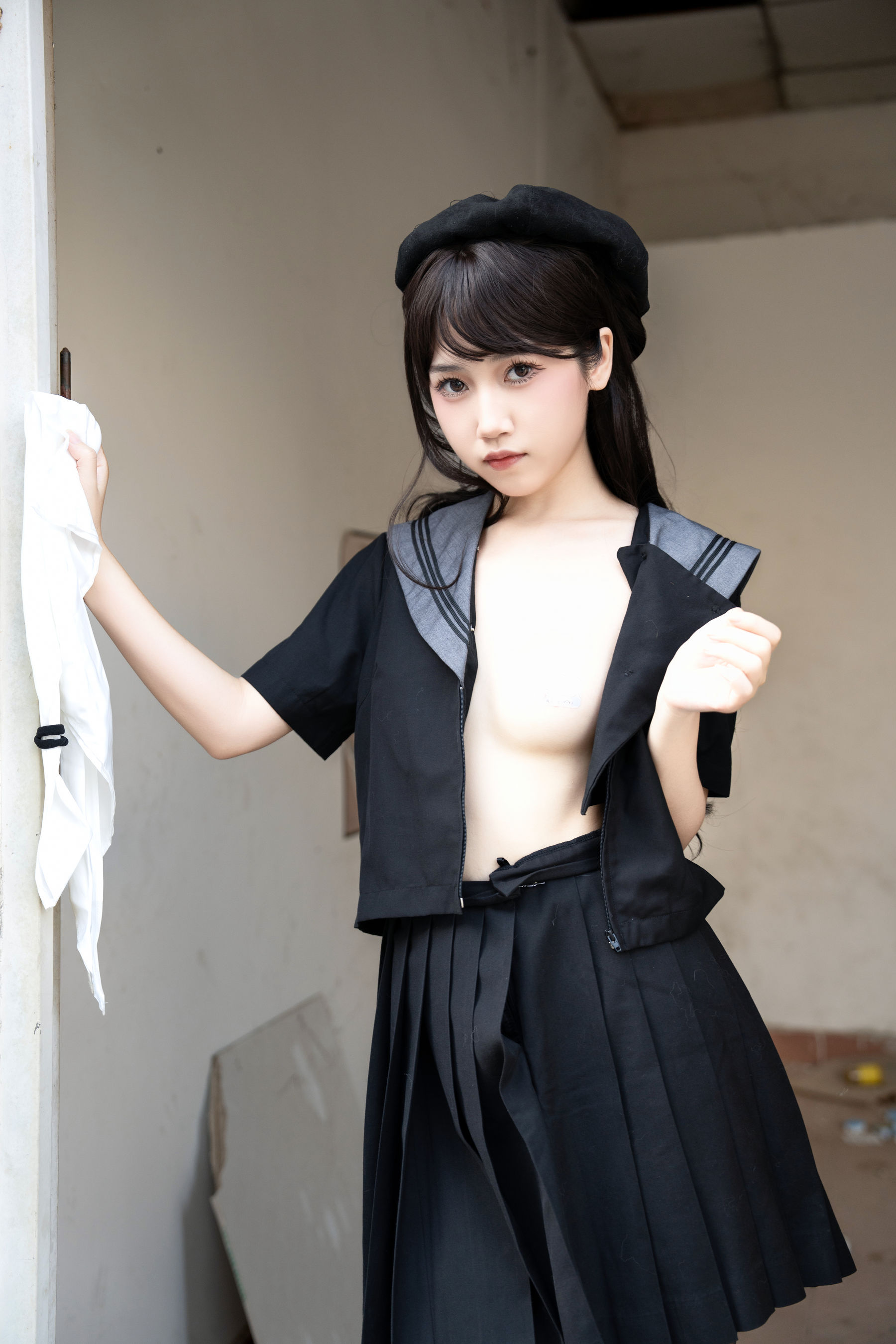 微博人气Coser 不呆猫 - 放课后野外JK