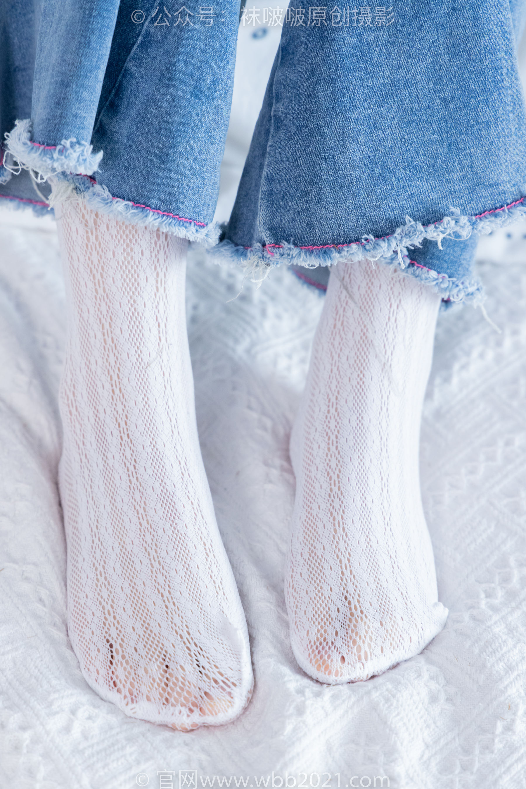 BoBoSocks袜啵啵 No.372 甜甜圈 -板鞋、白色蕾丝袜、可拆卸牛仔裤、裤里丝