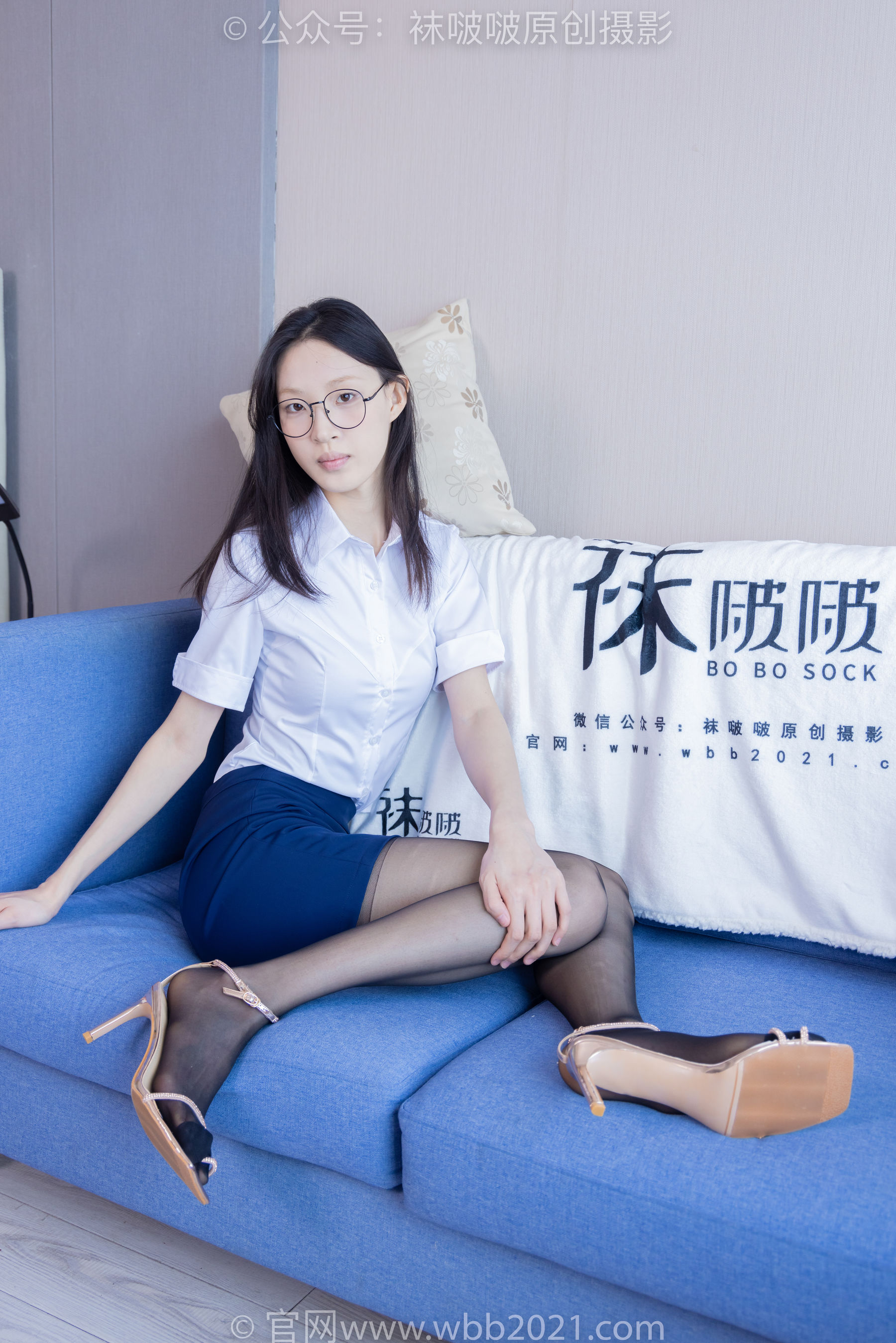 BoBoSocks袜啵啵 No.373 雪糕 -高跟凉鞋、黑丝（脚尖加固款）、ol制服